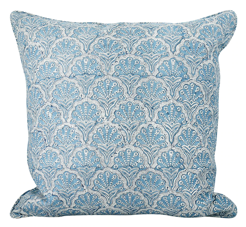 St. Tropez Azure Linen Cushion 20" x 20" | Newport Lamp And Shade | Located in Newport, RI