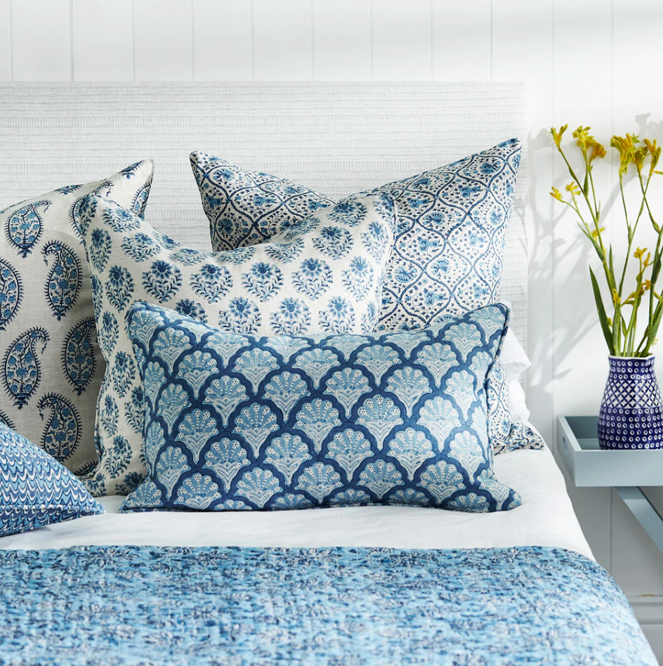 St Tropez Riviera Linen Cushion 14" x 22" | Newport Lamp And Shade | Located in Newport, RI