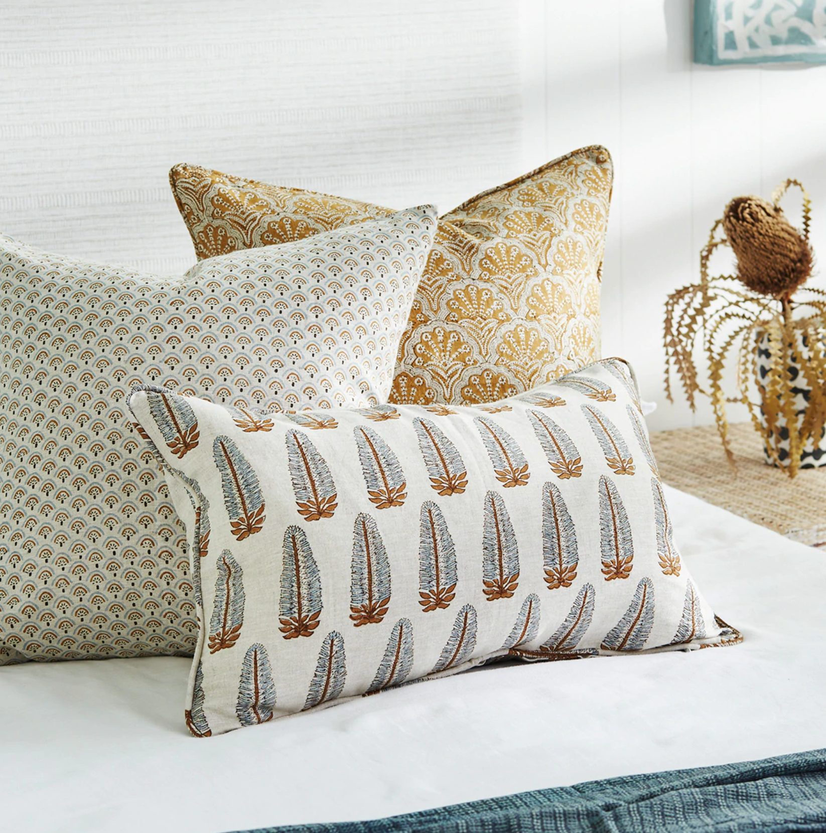 St. Tropez Saffron Linen Cushion 20" x 20" | Newport Lamp And Shade | Located in Newport, RI