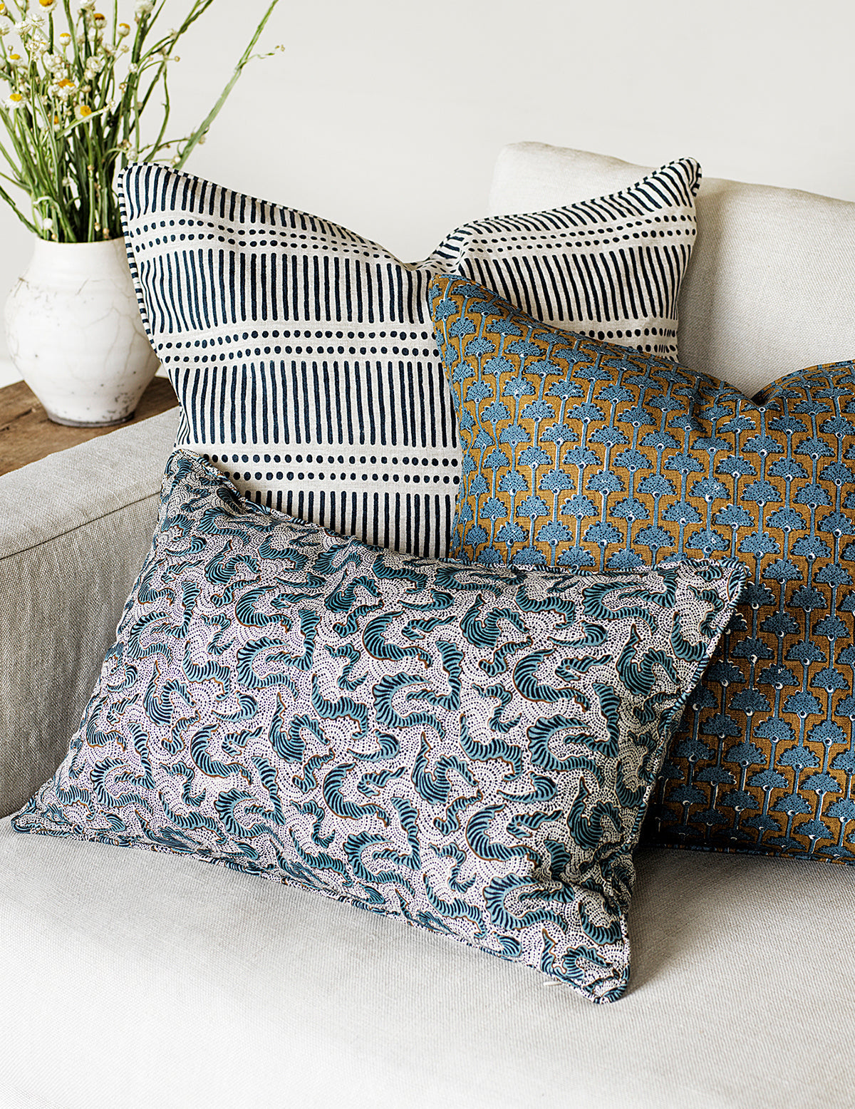 Yali Tobacco Linen Cushion 14" x 22" | Newport Lamp And Shade | Located in Newport, RI