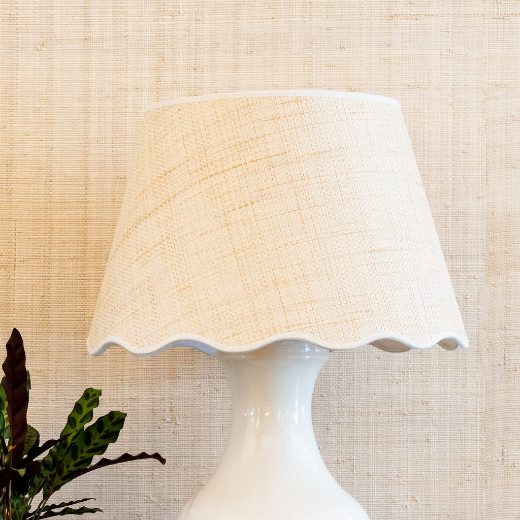 Scalloped Raffia Lampshade | Newport Lamp And Shade | Located in Newport, RI