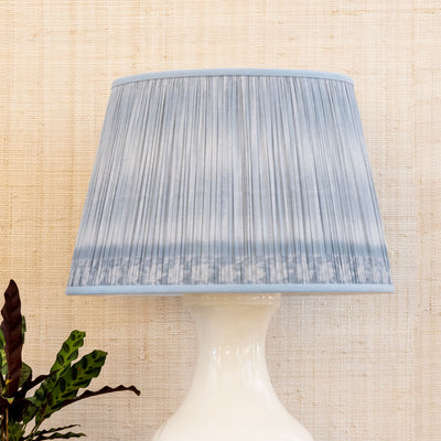 Shirred Ikat Lampshades - Blue | Newport Lamp And Shade | Located in Newport, RI