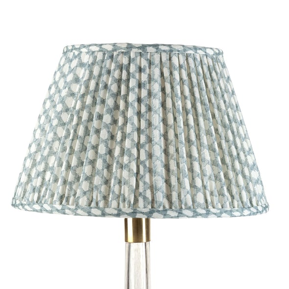 4.5" Fermoie Lampshade - Wicker in Light Blue  | Newport Lamp And Shade | Located in Newport, RI