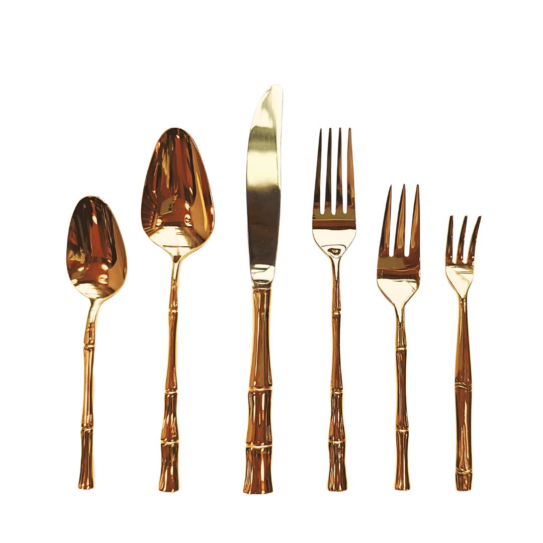 A Set of Vintage Gilt Bamboo Flatware from CD Peacock