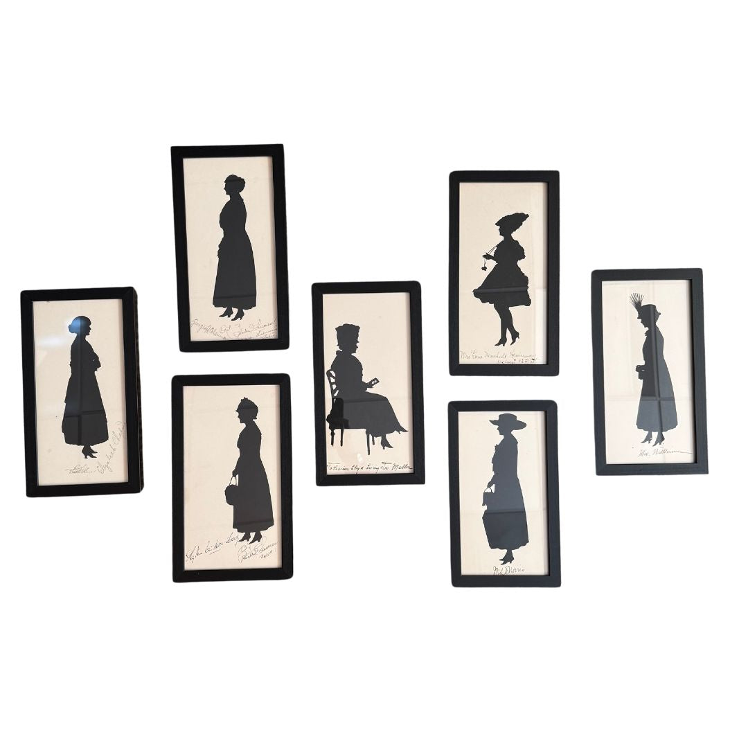 Set of Seven Silhouettes of Socialites II by Beatrix Sherman