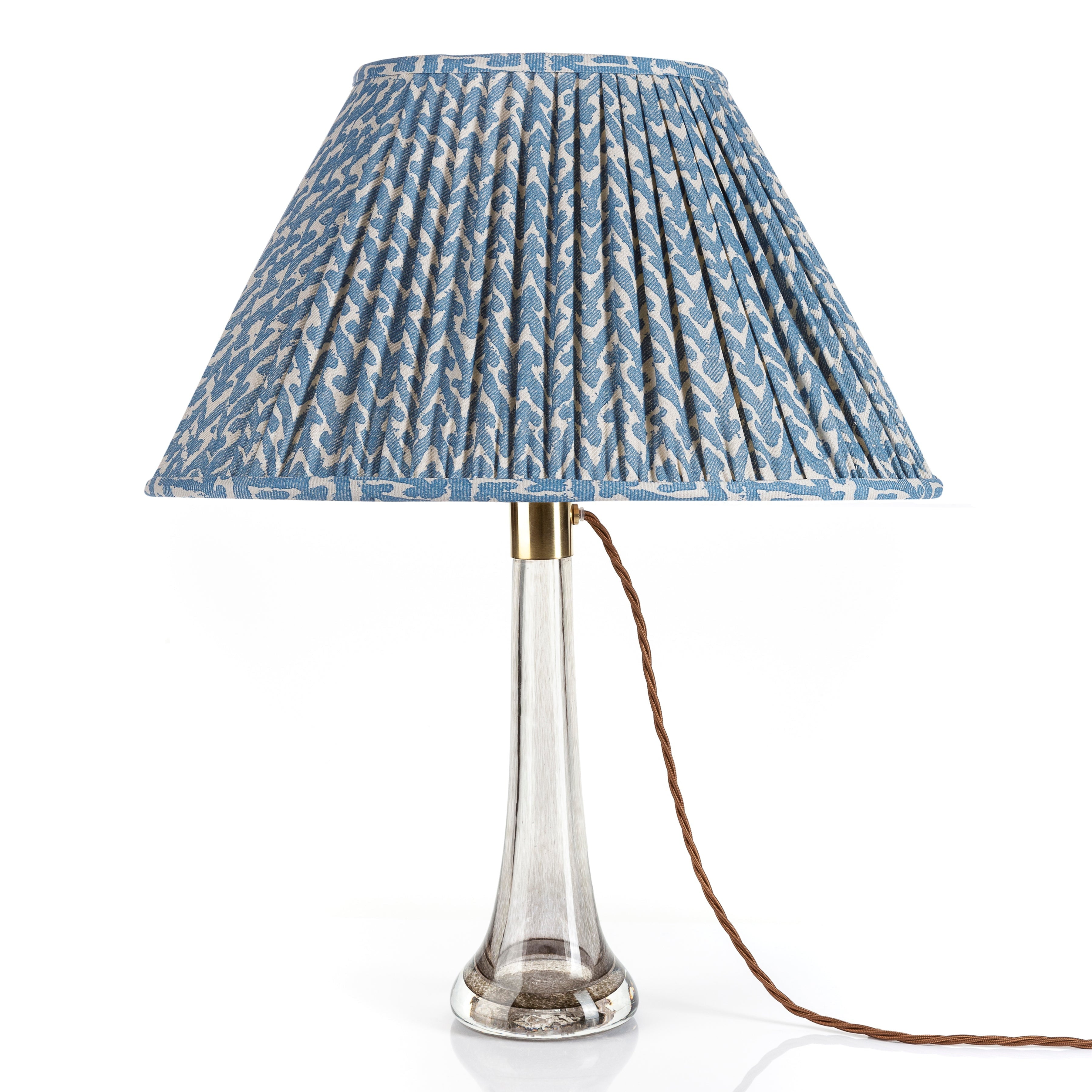 Oval Fermoie Lampshade - Rabanna in Blue | Newport Lamp And Shade | Located in Newport, RI