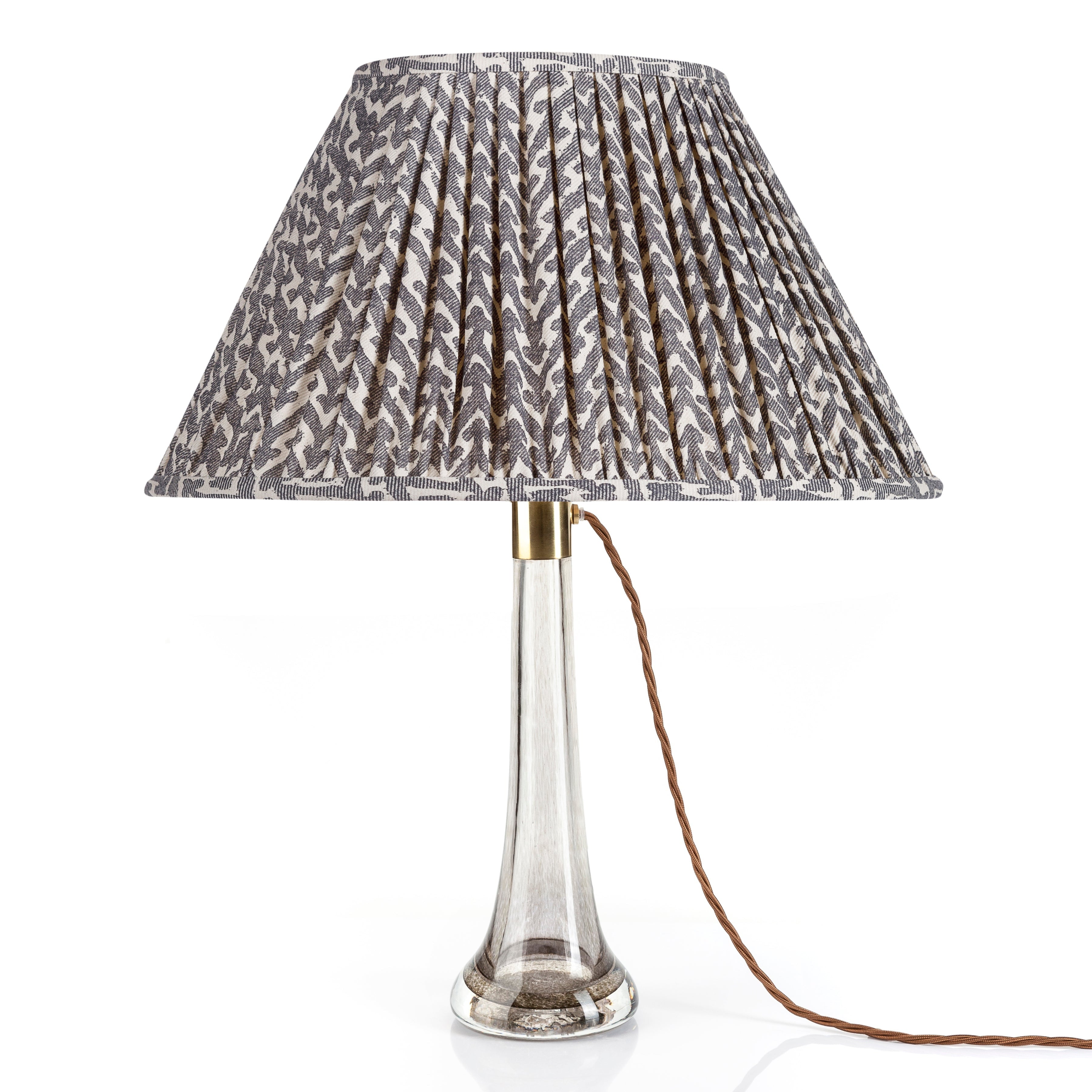 Oval Fermoie Lampshade - Rabanna in Grey | Newport Lamp And Shade | Located in Newport, RI