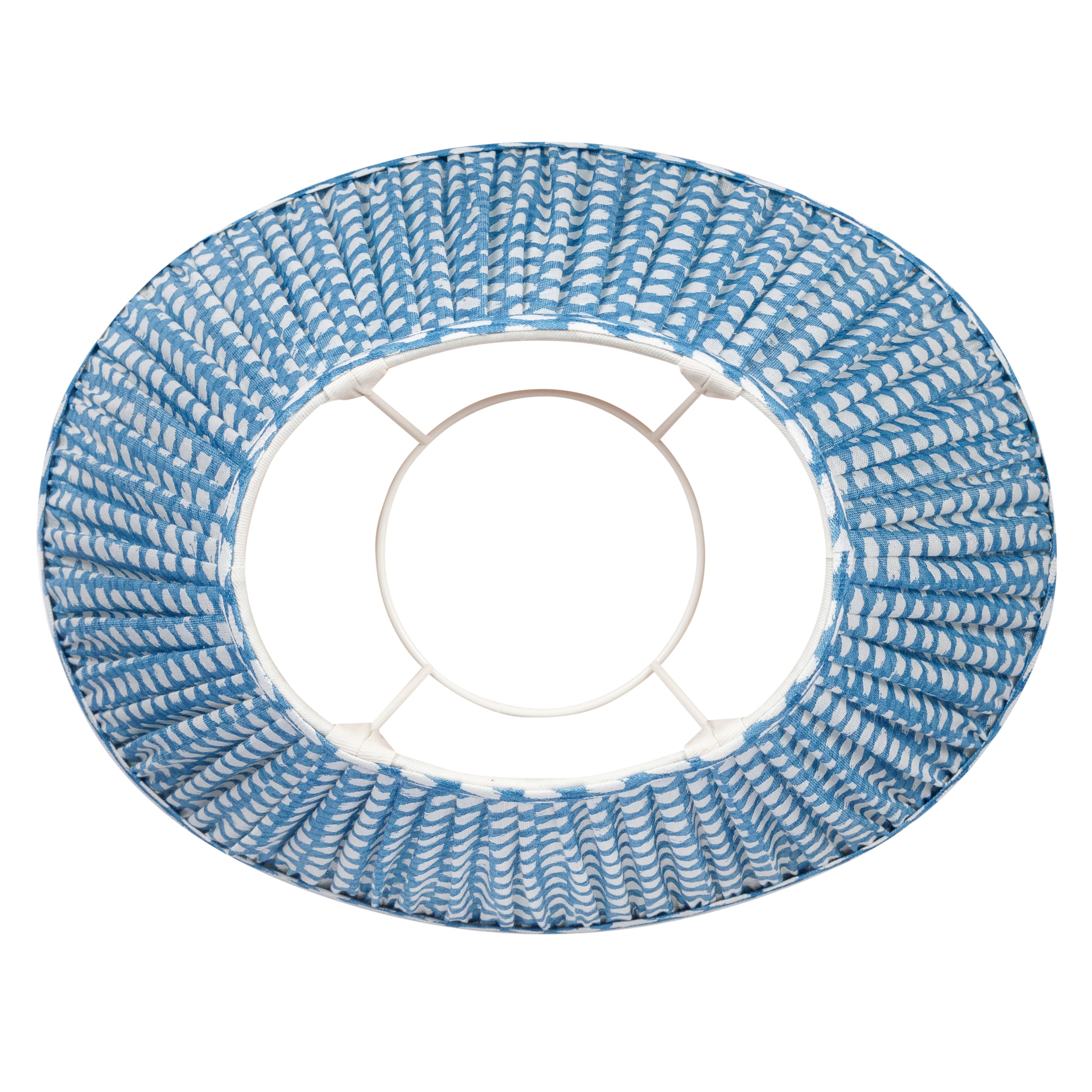 Oval Fermoie Lampshade - Wicker in Blue | Newport Lamp And Shade | Located in Newport, RI