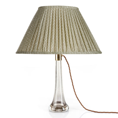 Oval Fermoie Lampshade - Figured Linen in Green | Newport Lamp And Shade | Located in Newport, RI
