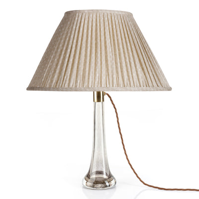 Oval Fermoie Lampshade - Figured Linen in Ecru | Newport Lamp And Shade | Located in Newport, RI