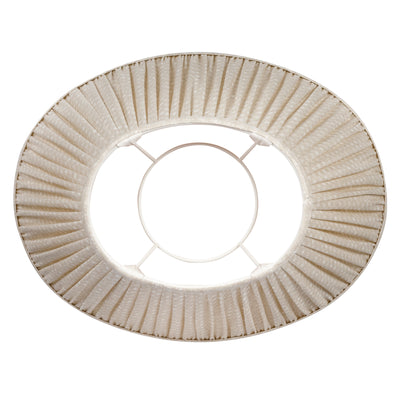 Oval Fermoie Lampshade - Figured Linen in Ecru | Newport Lamp And Shade | Located in Newport, RI