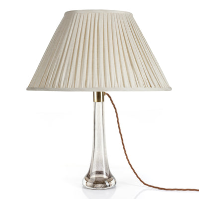Oval Fermoie Lampshade - Plain Linen in Cream Moire | Newport Lamp And Shade | Located in Newport, RI