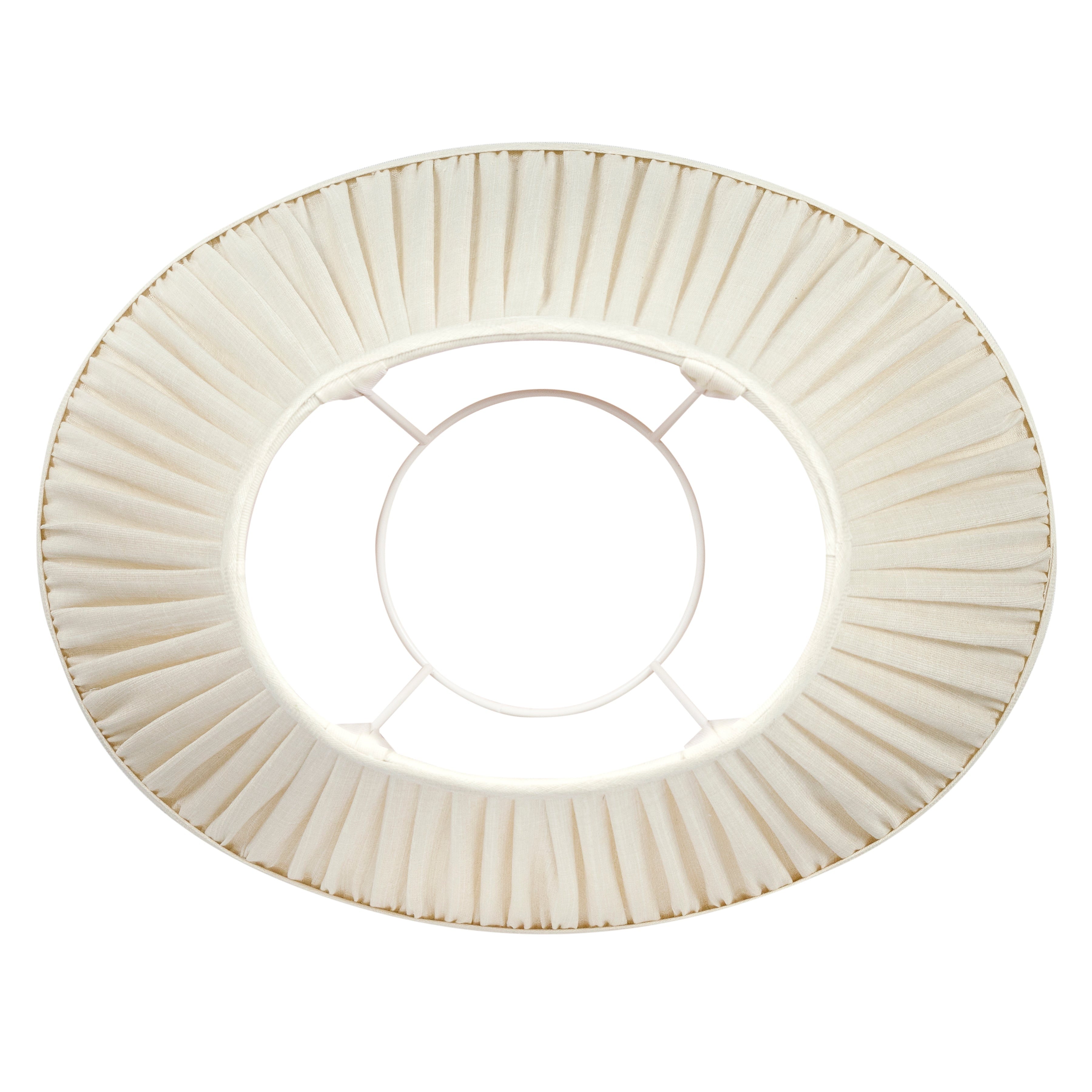 Oval Fermoie Lampshade - Plain Linen in Cream Moire | Newport Lamp And Shade | Located in Newport, RI