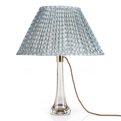 16" Oval Fermoie Lampshade - Wicker in Light Blue | Newport Lamp And Shade | Located in Newport, RI