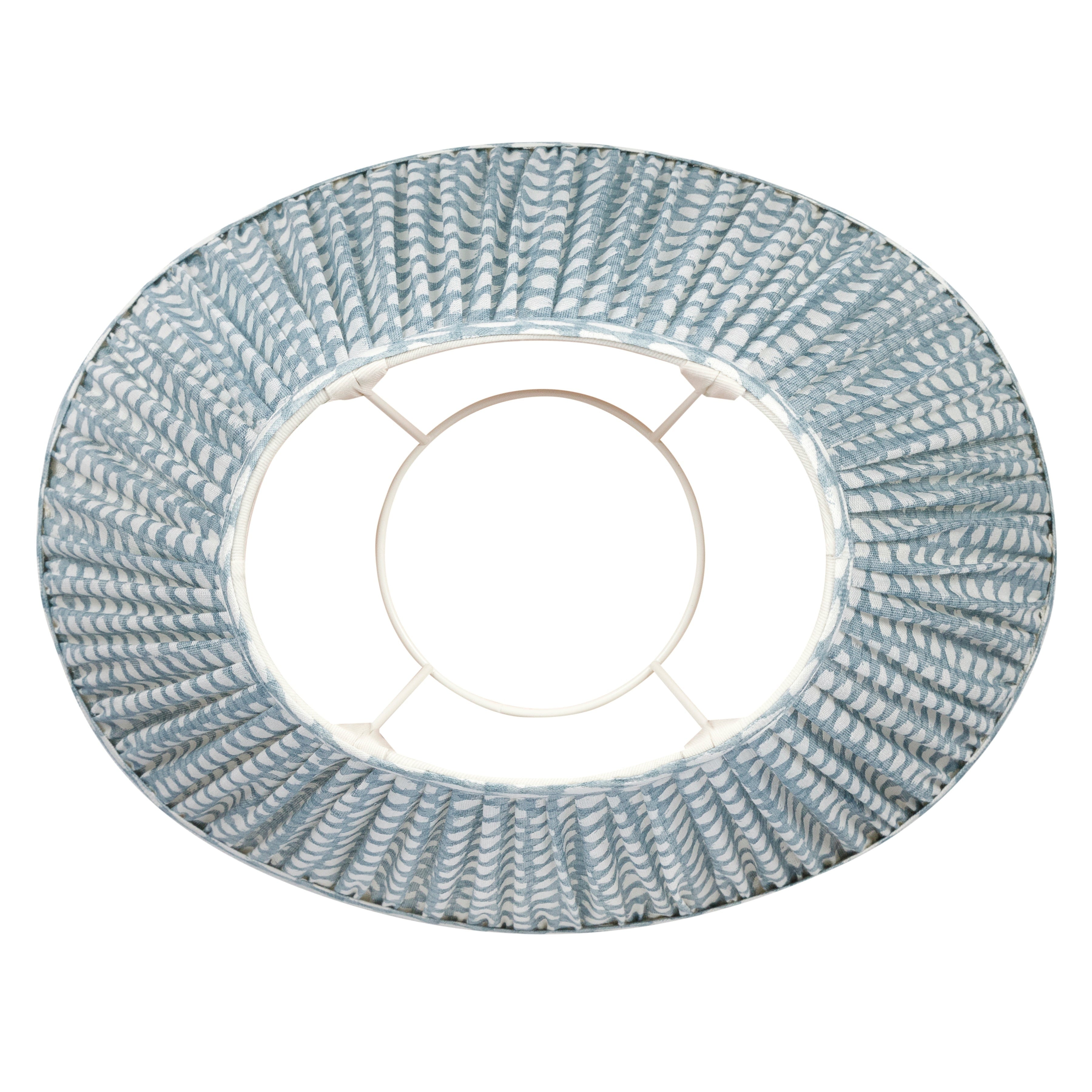 Oval Fermoie Lampshade - Wicker in Light Blue | Newport Lamp And Shade | Located in Newport, RI