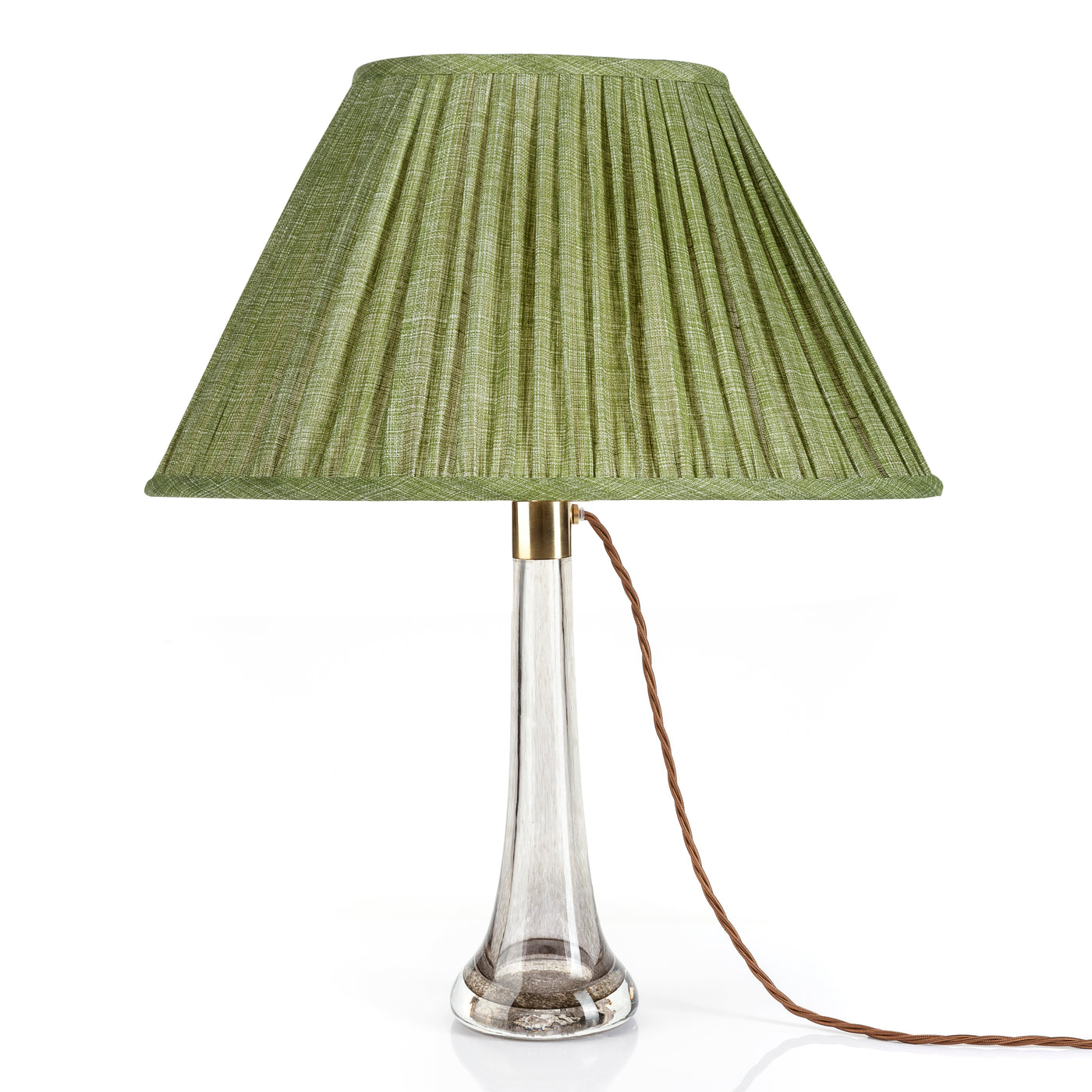 16" Oval Fermoie Lampshade - Plain Linen in Kintyre Green | Newport Lamp And Shade | Located in Newport, RI