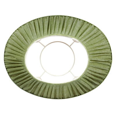 14" Oval Fermoie Lampshade - Plain Linen in Kintyre Green | Newport Lamp And Shade | Located in Newport, RI