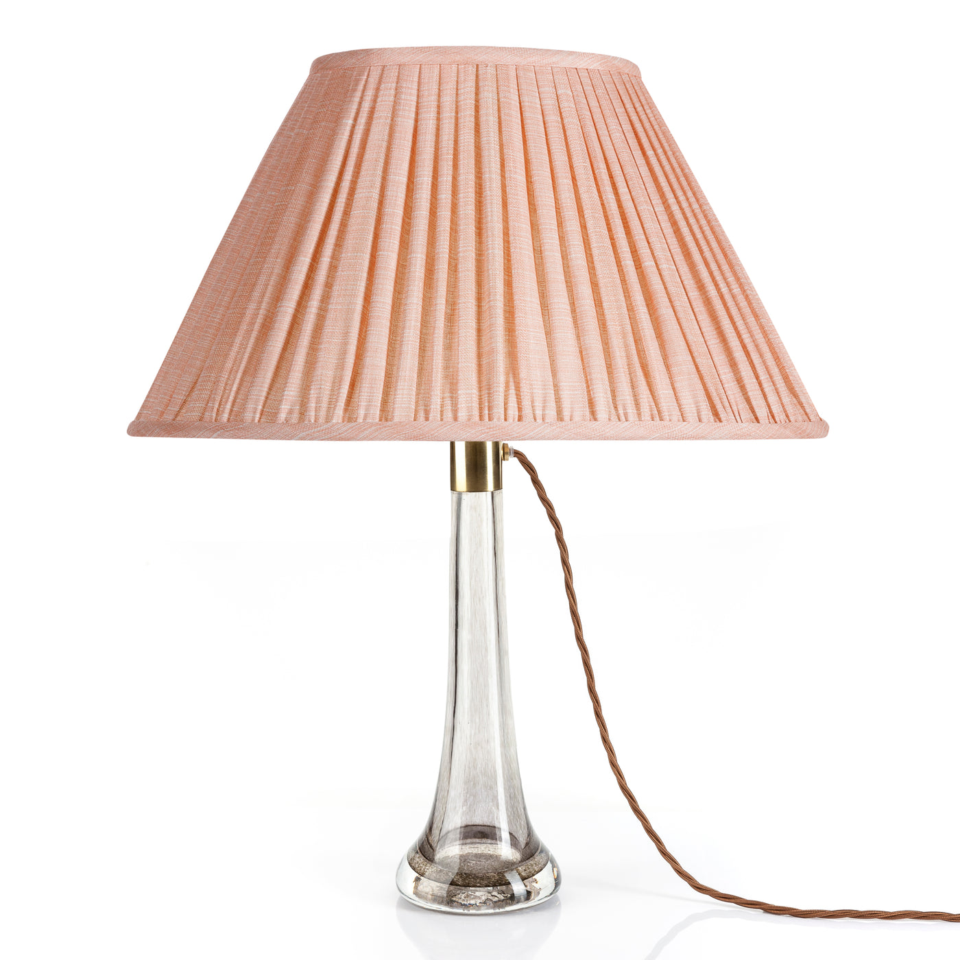 Oval Fermoie Lampshade - Plain Linen in Pink Moire | Newport Lamp And Shade | Located in Newport, RI