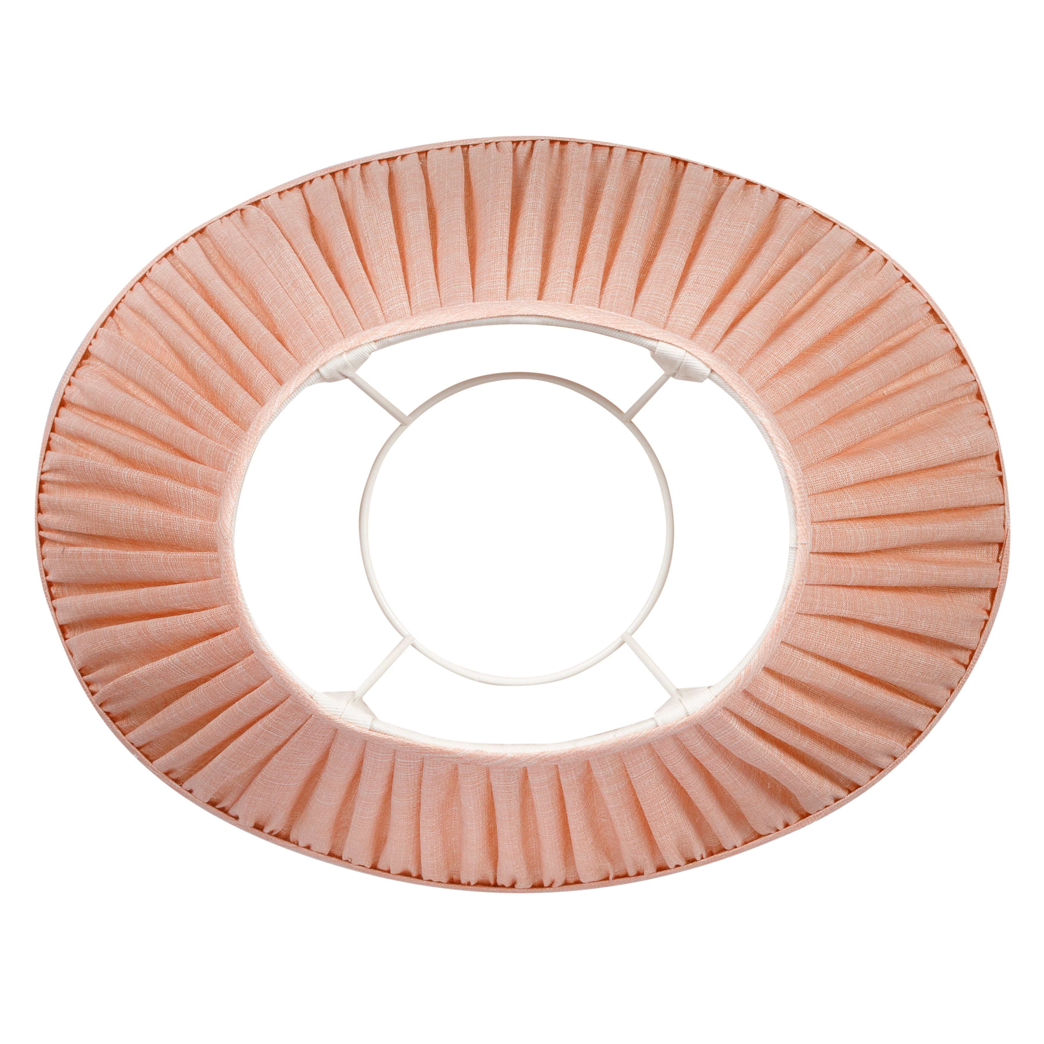 Oval Fermoie Lampshade - Plain Linen in Pink Moire | Newport Lamp And Shade | Located in Newport, RI