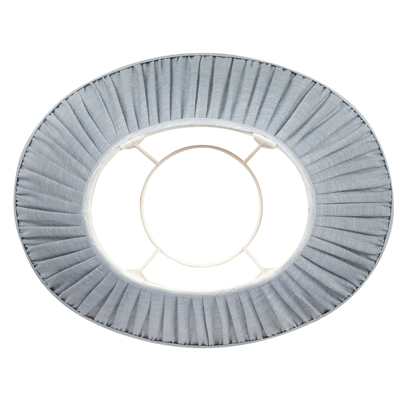 Oval Fermoie Lampshade - Plain Linen in Blue Moire | Newport Lamp And Shade | Located in Newport, RI