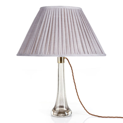 Oval Fermoie Lampshade - Plain Linen in Pewter Moire | Newport Lamp And Shade | Located in Newport, RI