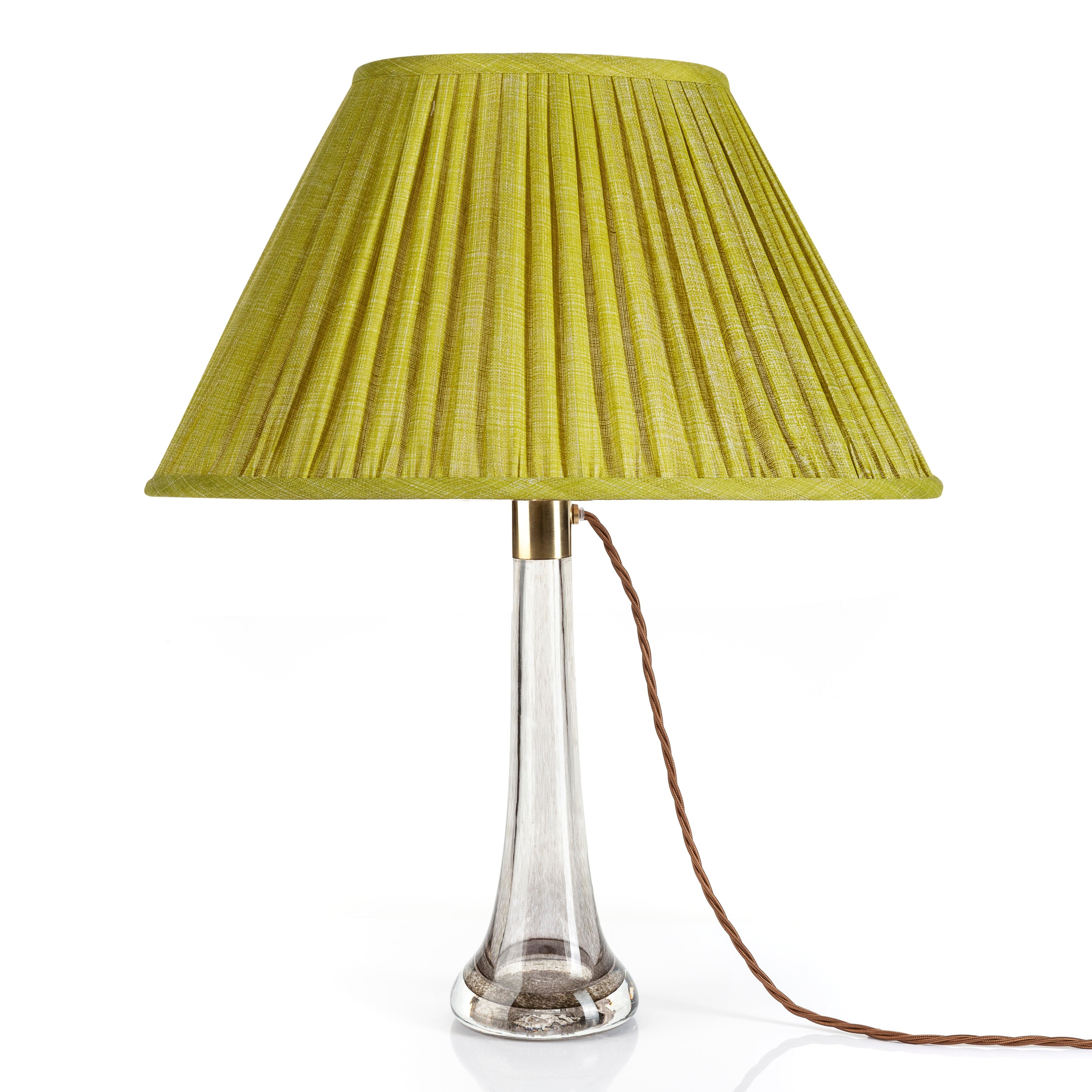 Oval Fermoie Lampshade - Plain Linen in Euphorbia | Newport Lamp And Shade | Located in Newport, RI