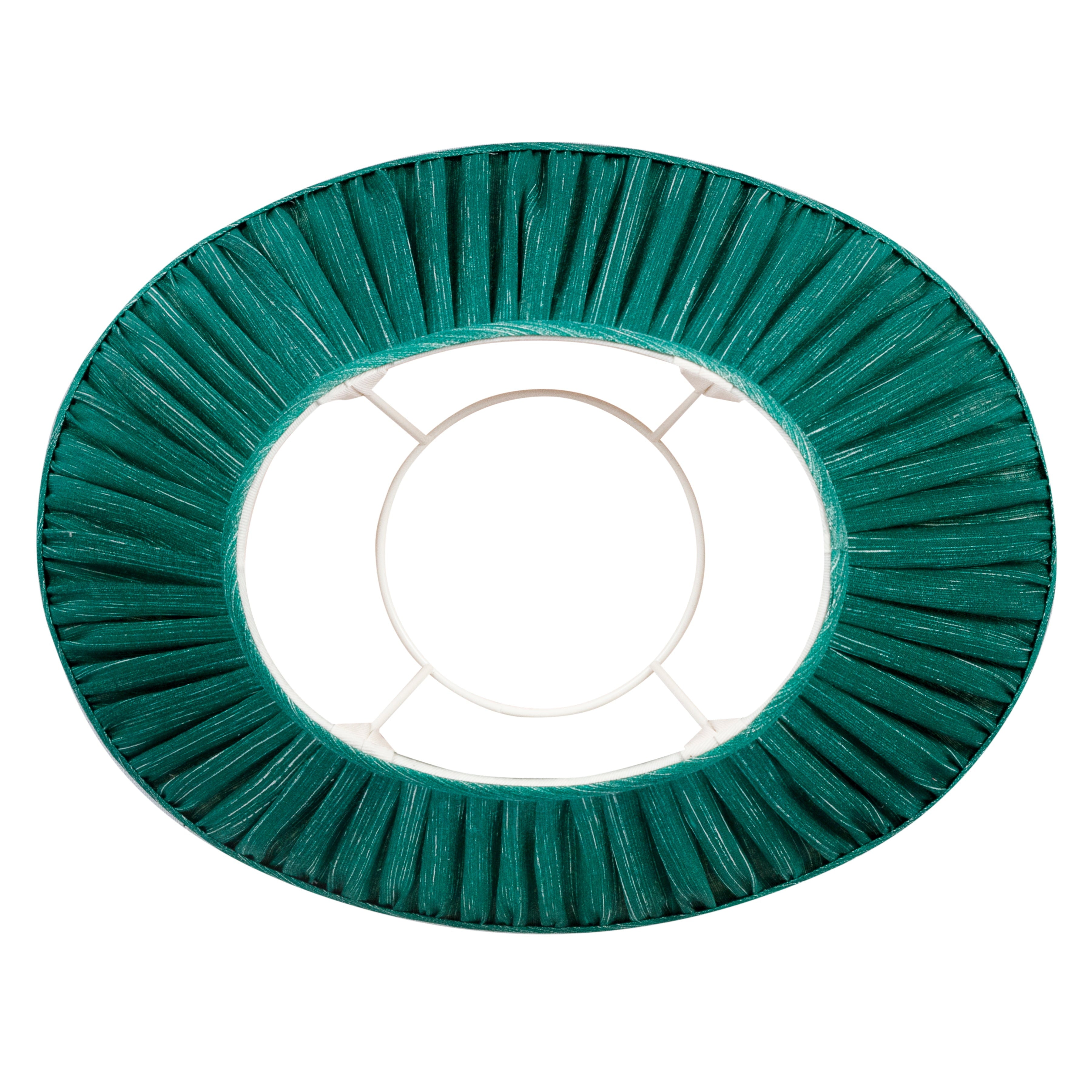 Oval Fermoie Lampshade - Plain Linen in Aventurine | Newport Lamp And Shade | Located in Newport, RI