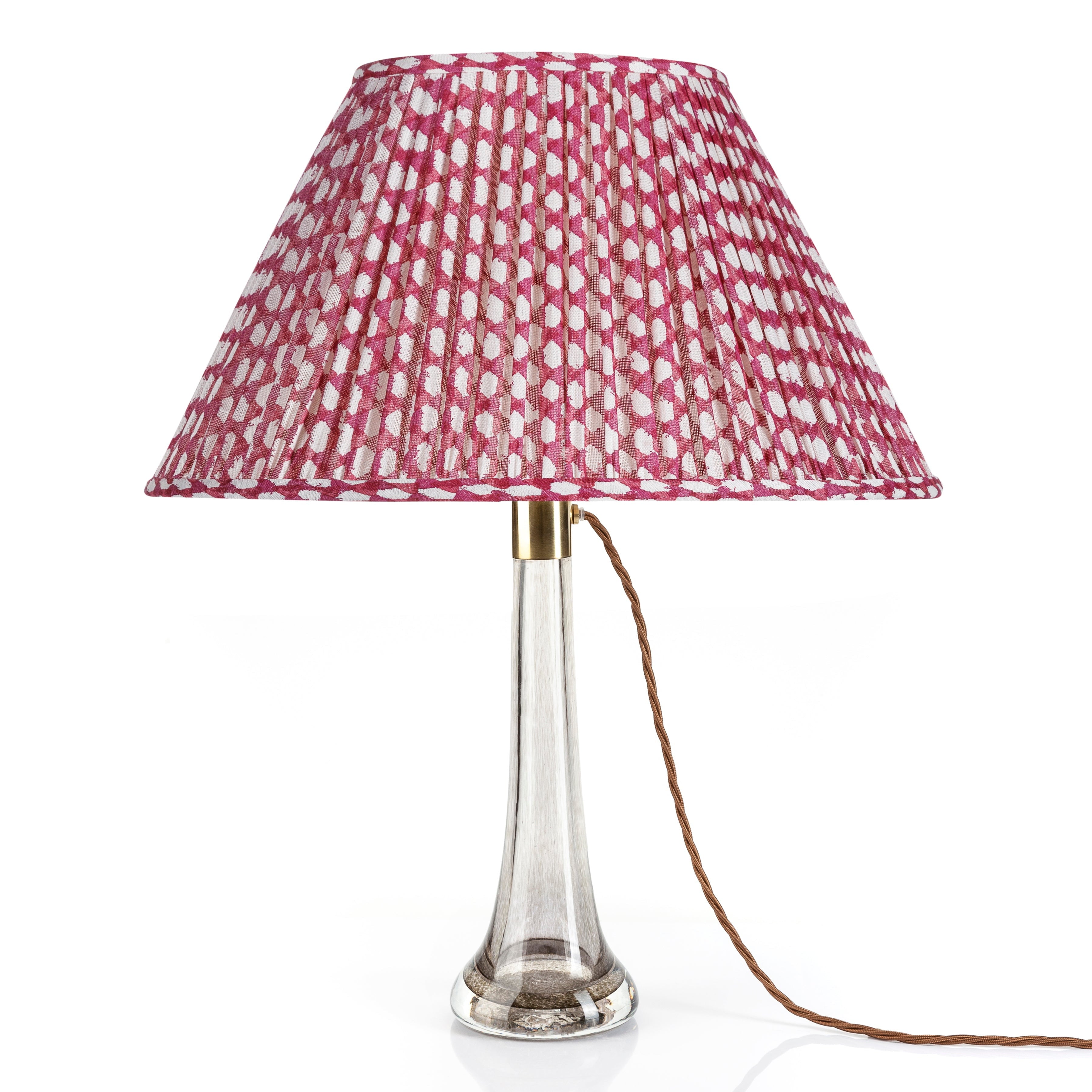 Oval Fermoie Lampshade - Wicker in Fuchsia | Newport Lamp And Shade | Located in Newport, RI