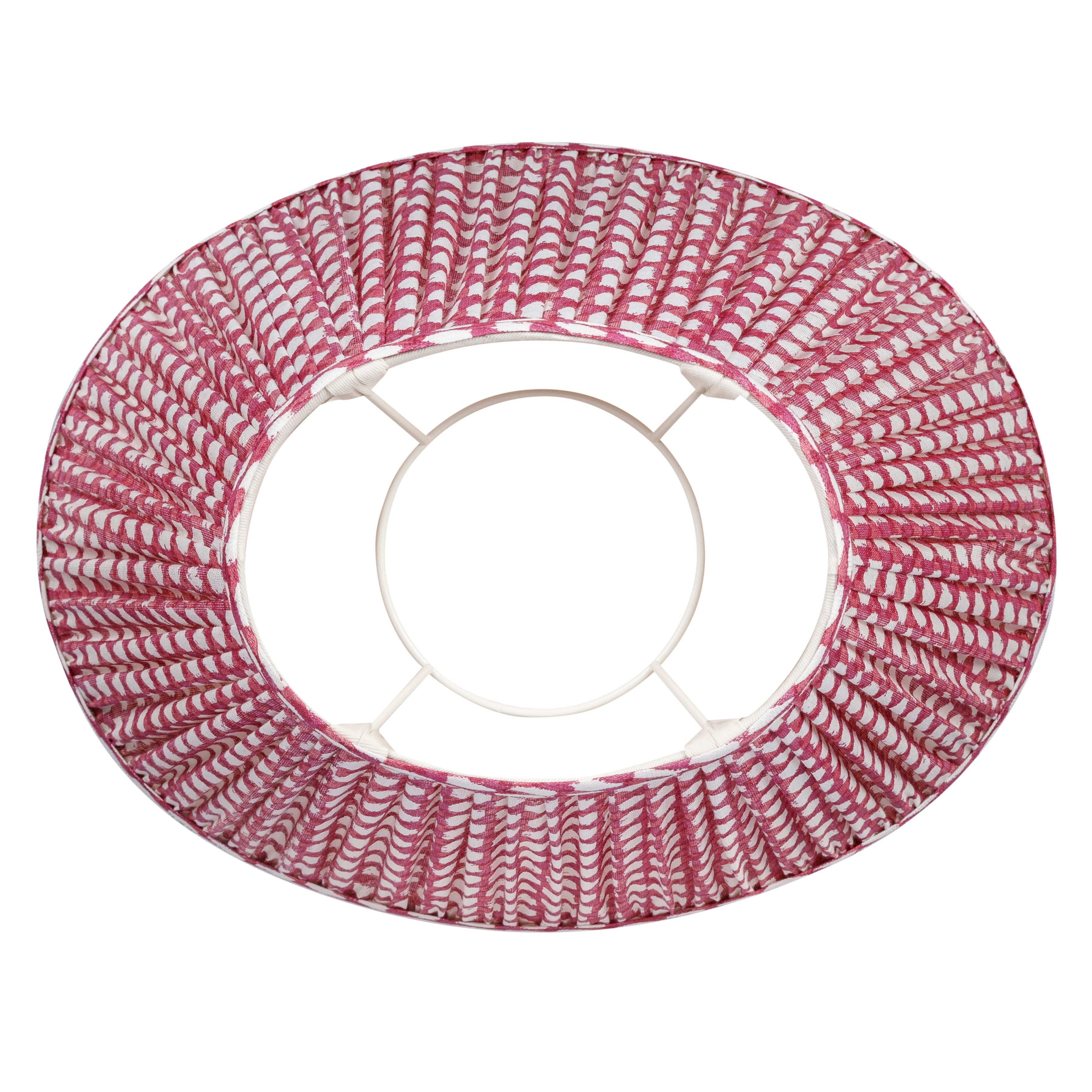 Oval Fermoie Lampshade - Wicker in Fuchsia | Newport Lamp And Shade | Located in Newport, RI