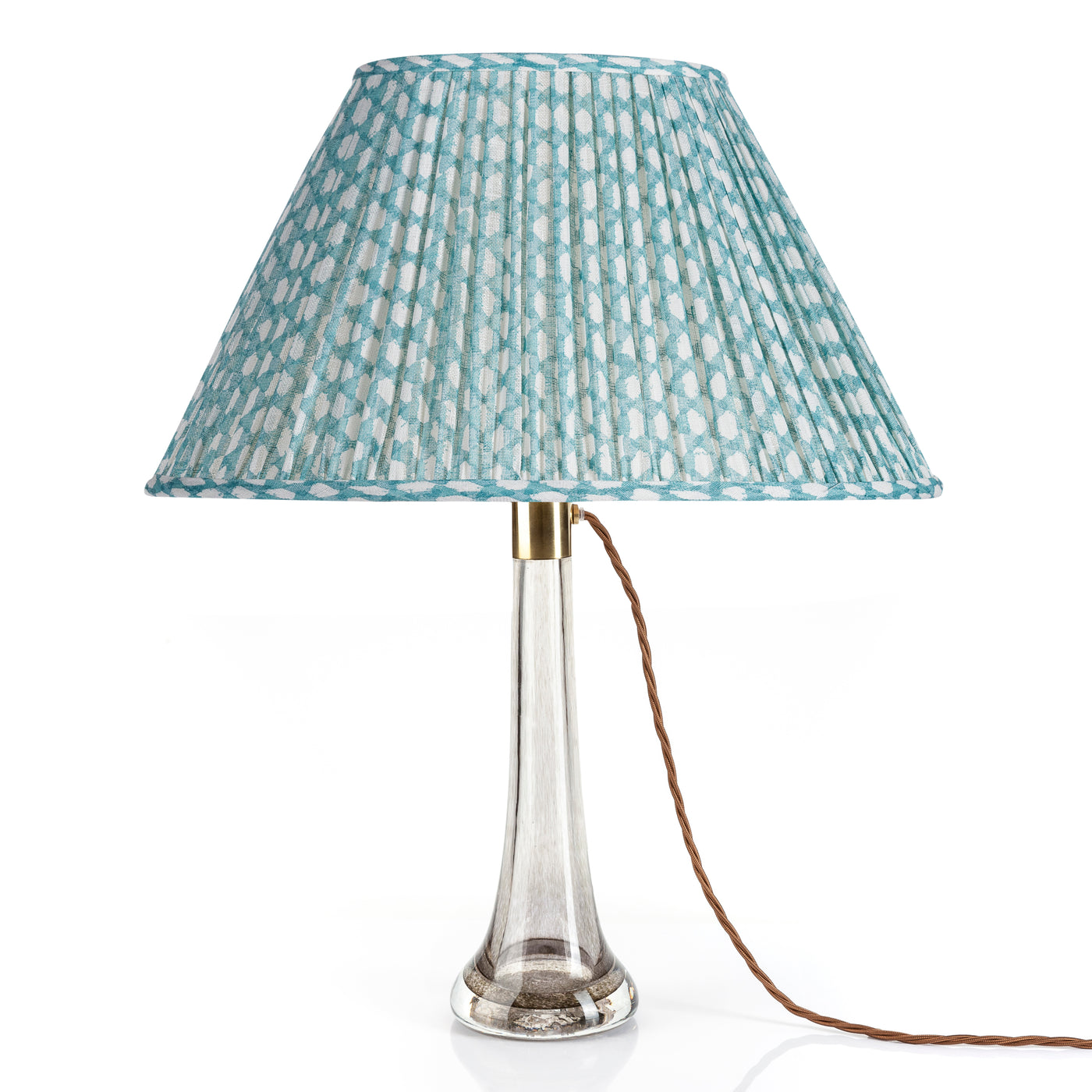 14" Oval Fermoie Lampshade - Wicker in Turquoise | Newport Lamp And Shade | Located in Newport, RI
