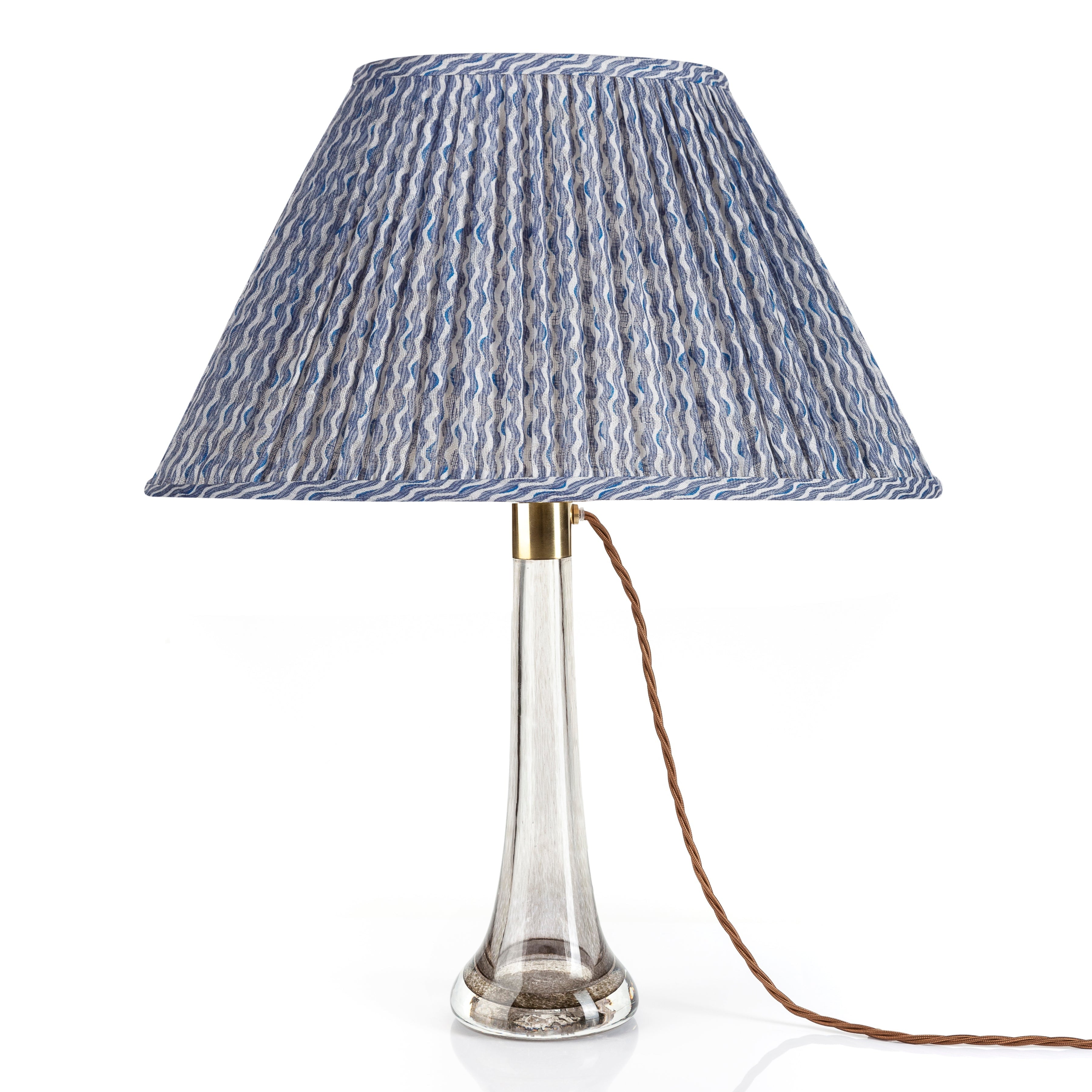 Oval Fermoie Lampshade - Popple in Blue | Newport Lamp And Shade | Located in Newport, RI