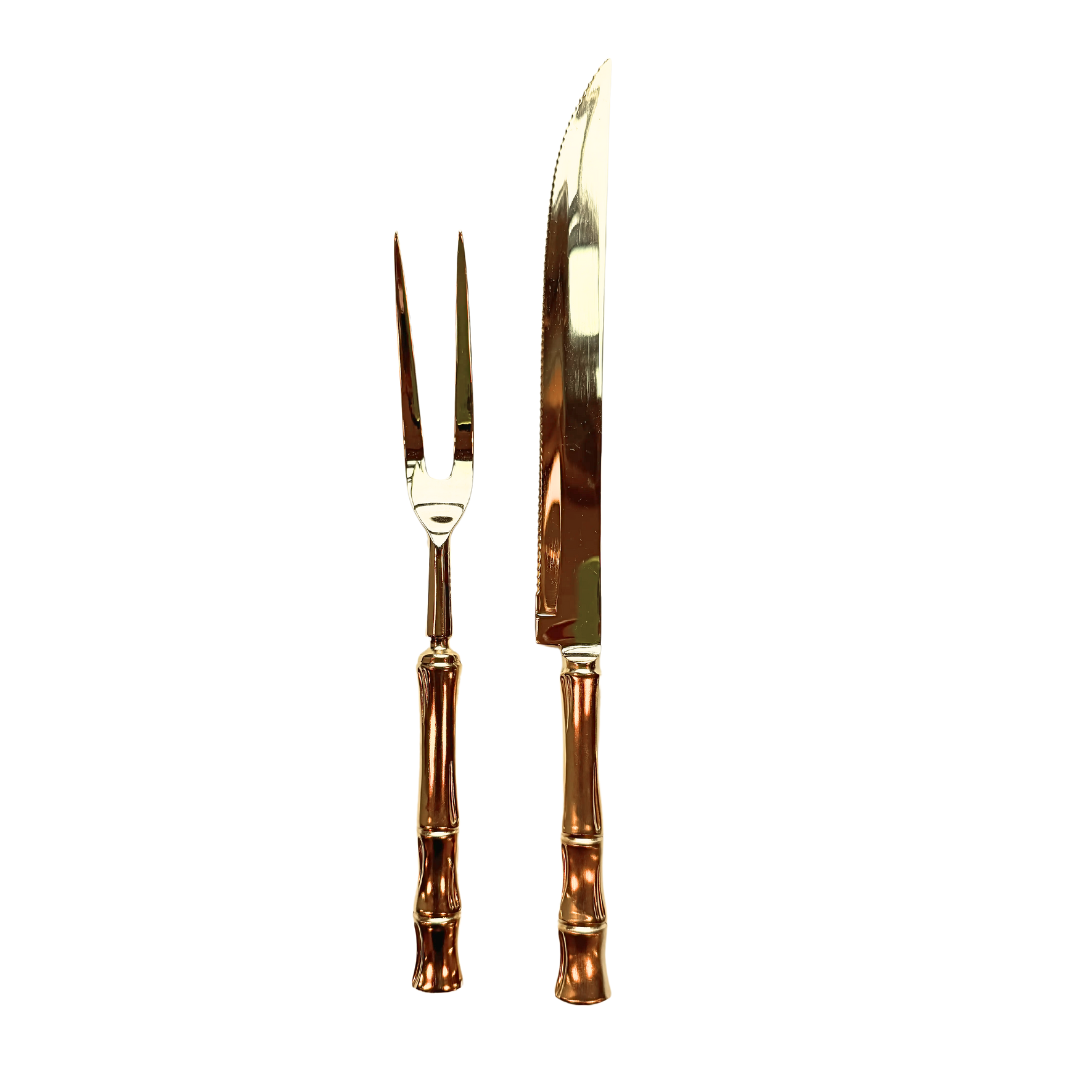 A Set of Vintage Gilt Bamboo Flatware from CD Peacock