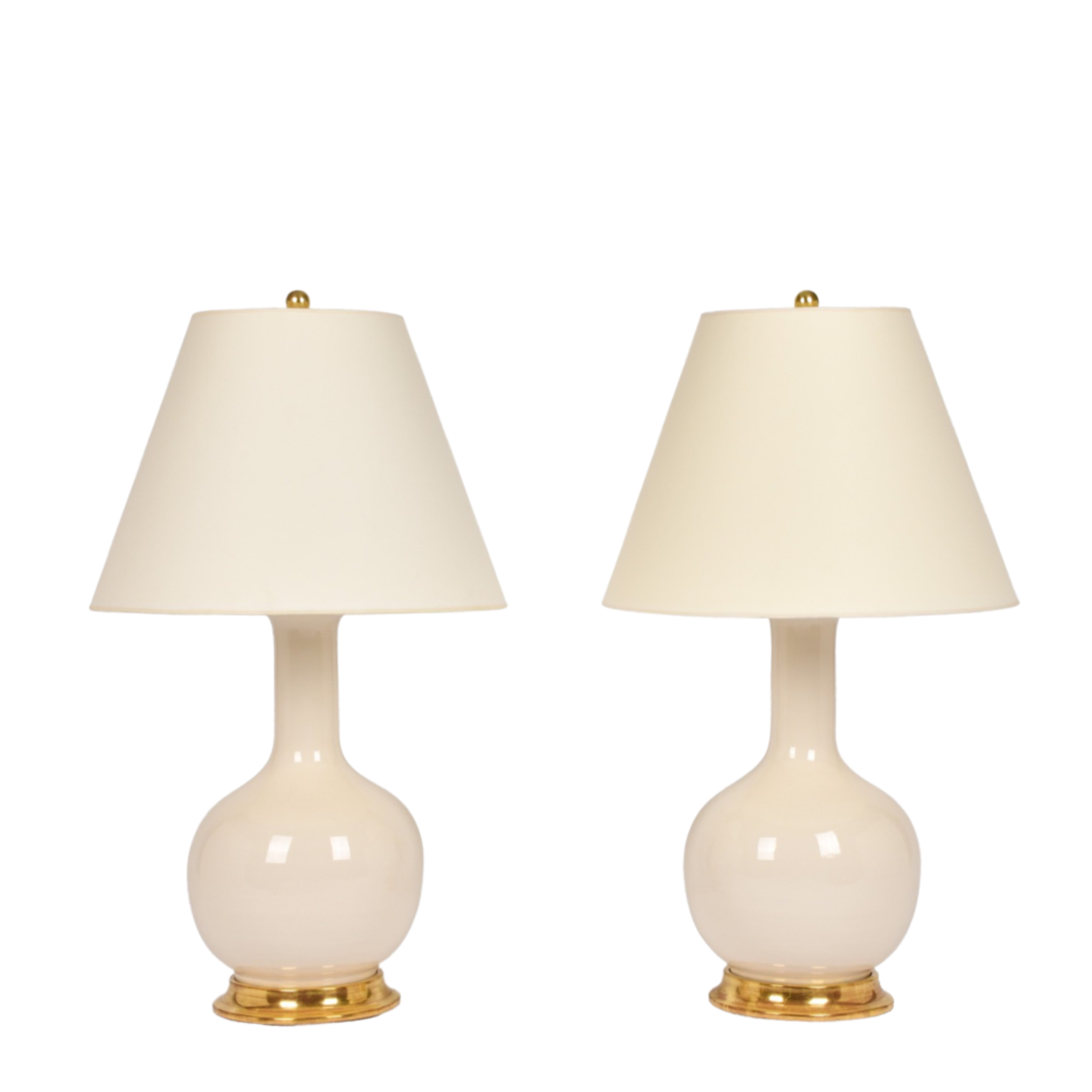 A Pair of Medium Single Gourd Table Lamps in Clear by Christopher Spitzmiller | Newport Lamp And Shade | Located in Newport, RI
