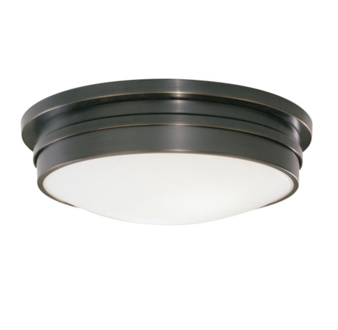 Classic Round Flushmount in Deep Patina Bronze Finish | Newport Lamp And Shade | Located in Newport, RI