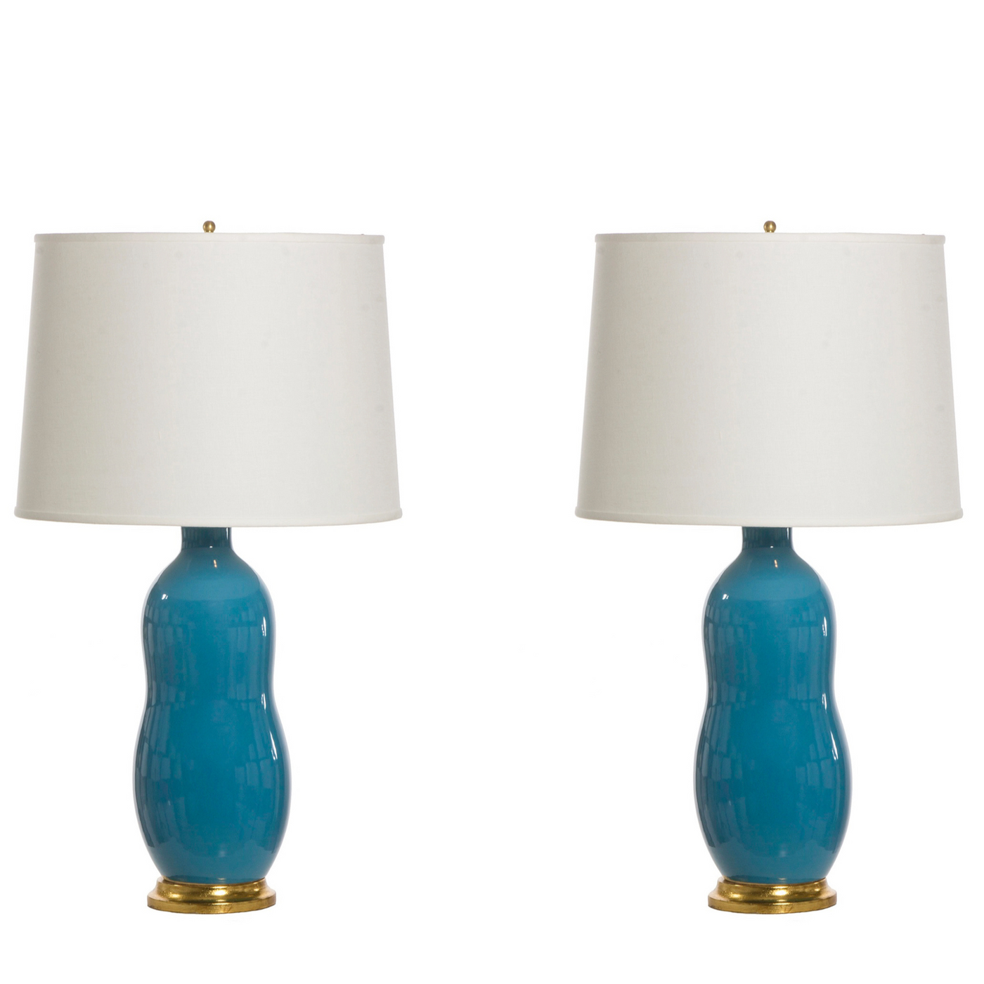 Lotus Table Lamp in Seaside Blue (Set of 2) | Newport Lamp And Shade | Located in Newport, RI