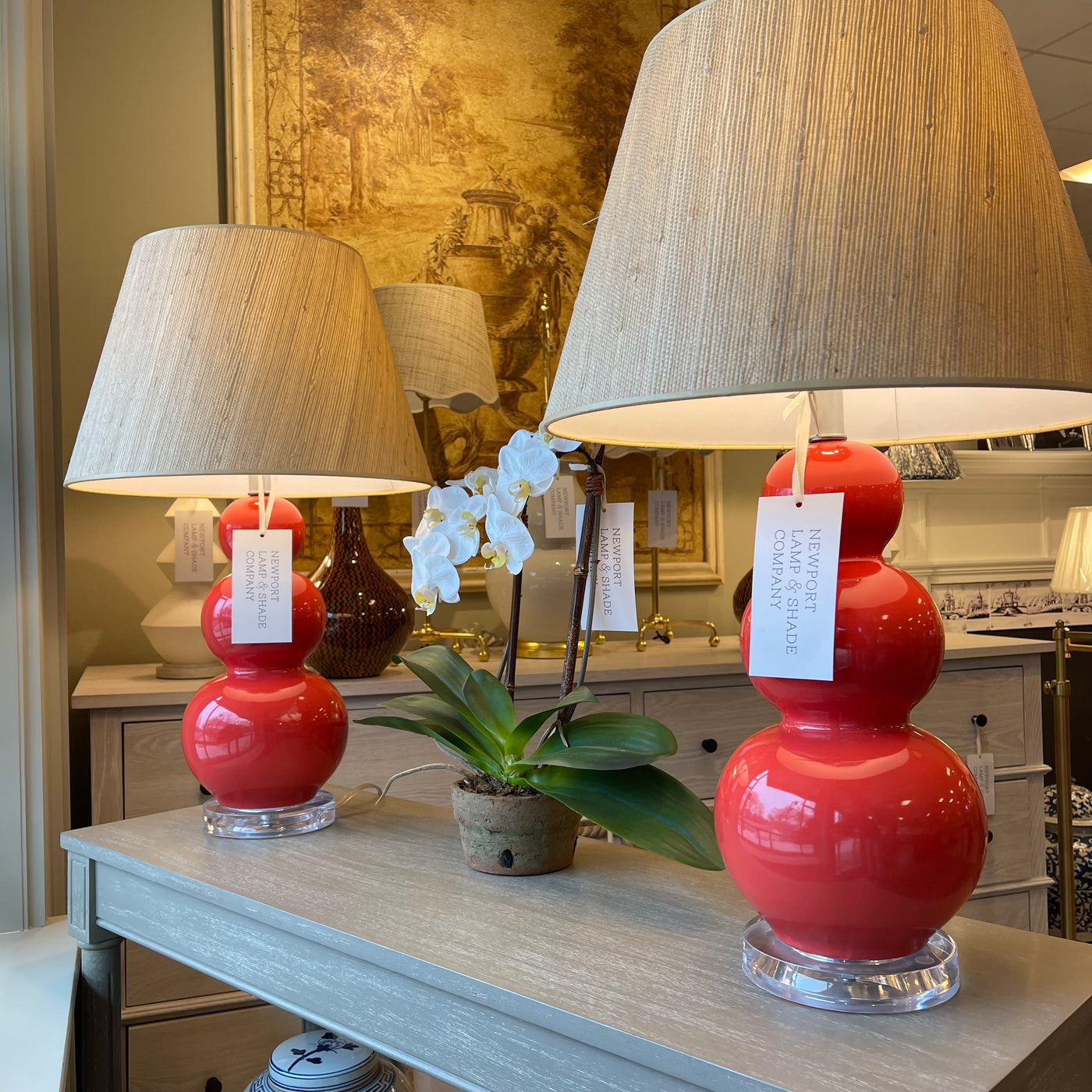 Courtney Table Lamp in Coral | Newport Lamp And Shade | Located in Newport, RI