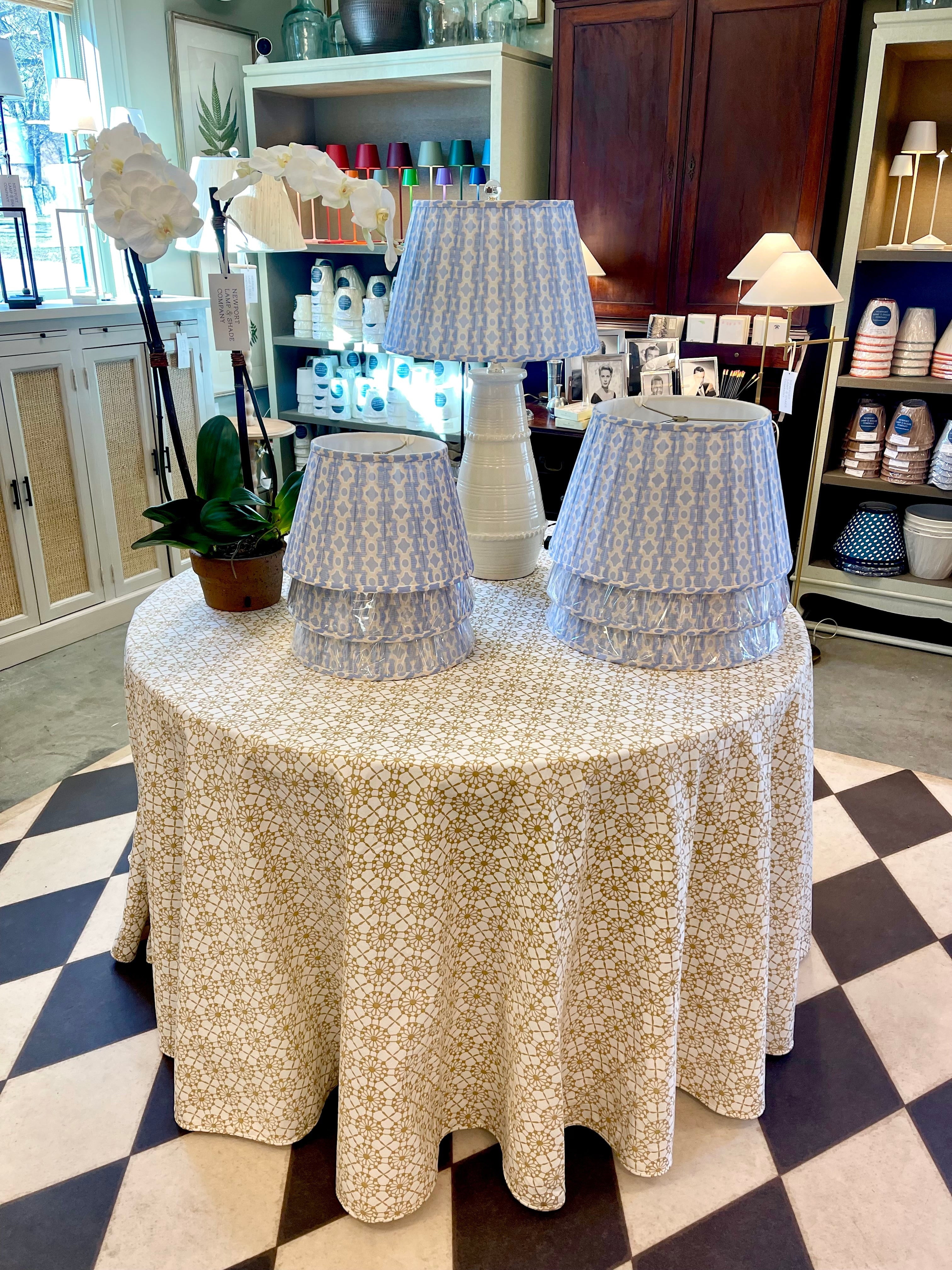 Spring Lampshade in Blue & Tan | Newport Lamp And Shade | Located in Newport, RI