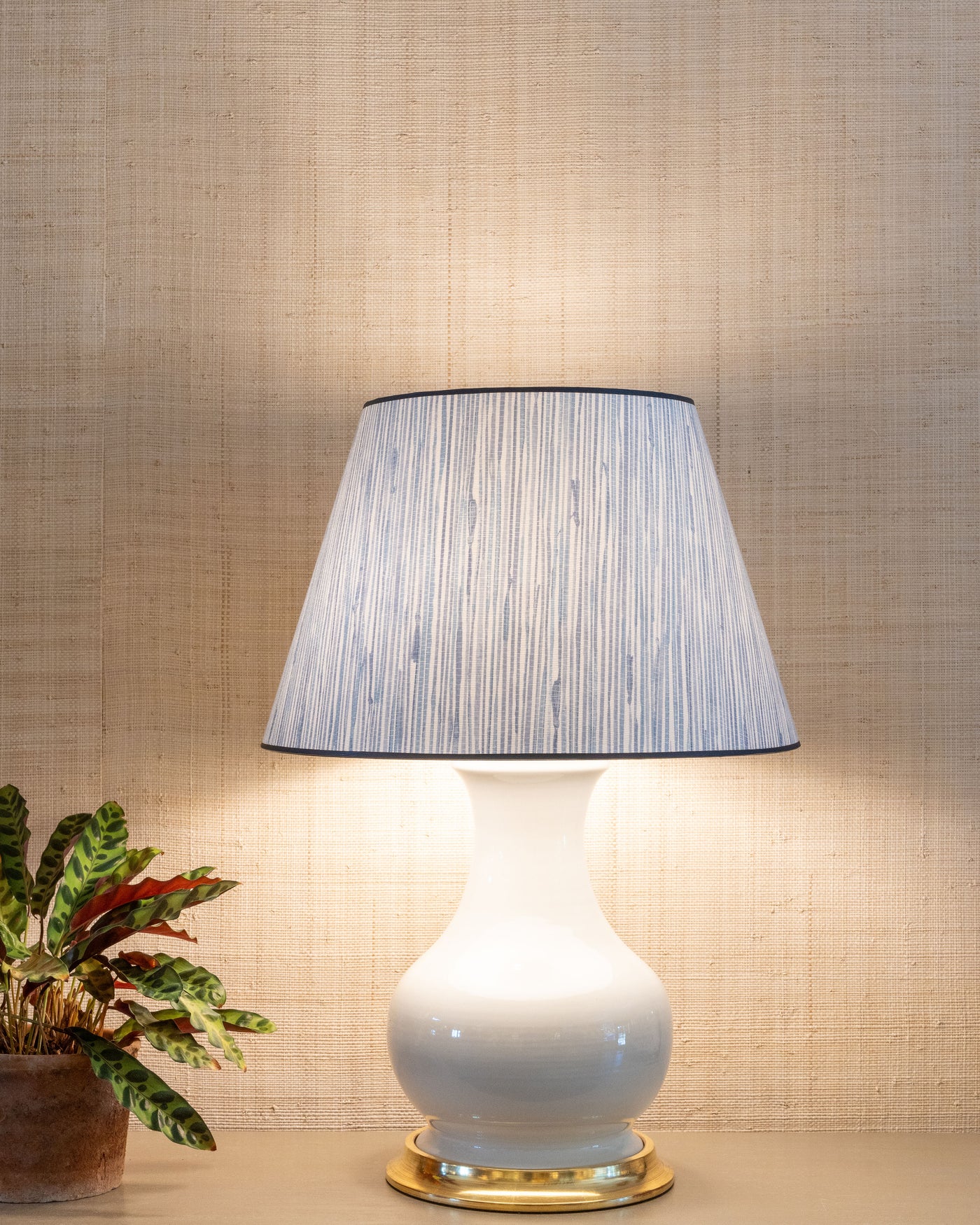 New Grasscloth Lampshade in Blue | Newport Lamp And Shade | Located in Newport, RI