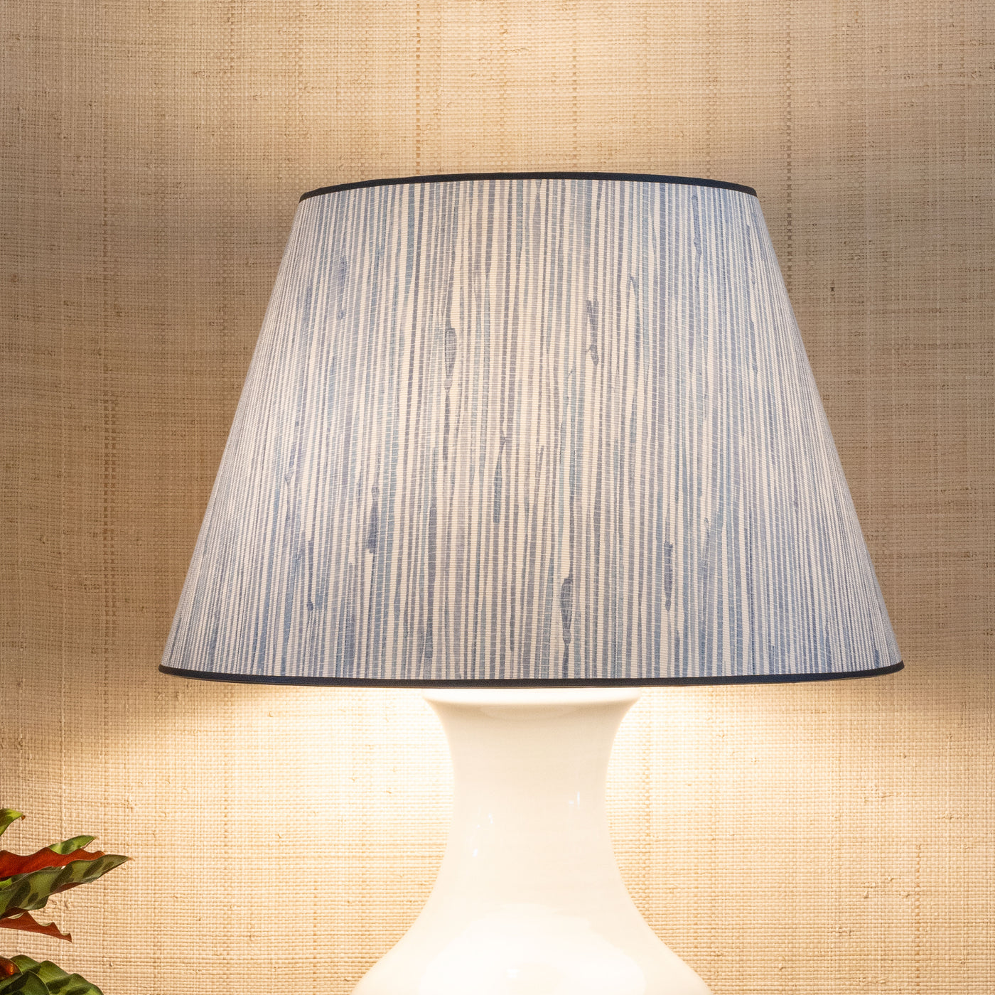 New Grasscloth Lampshade in Blue | Newport Lamp And Shade | Located in Newport, RI