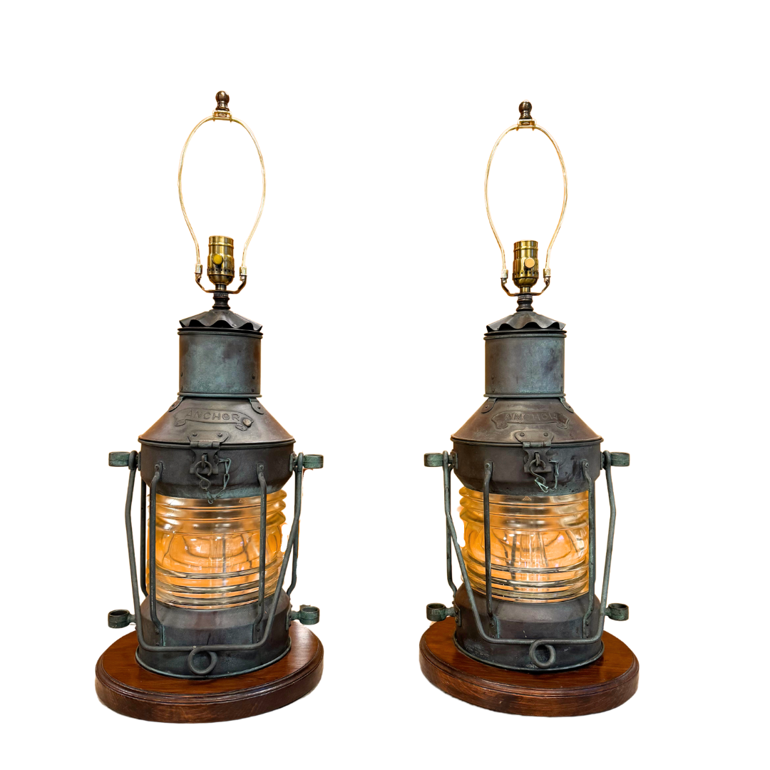 A Pair of Vintage, Nautical Lanterns, Now Mounted as Lamps - Newport Lamp & Shade Company