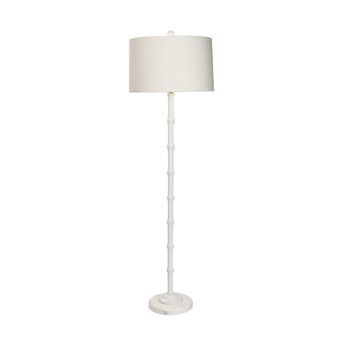 White Painted Bamboo Floor Lamp