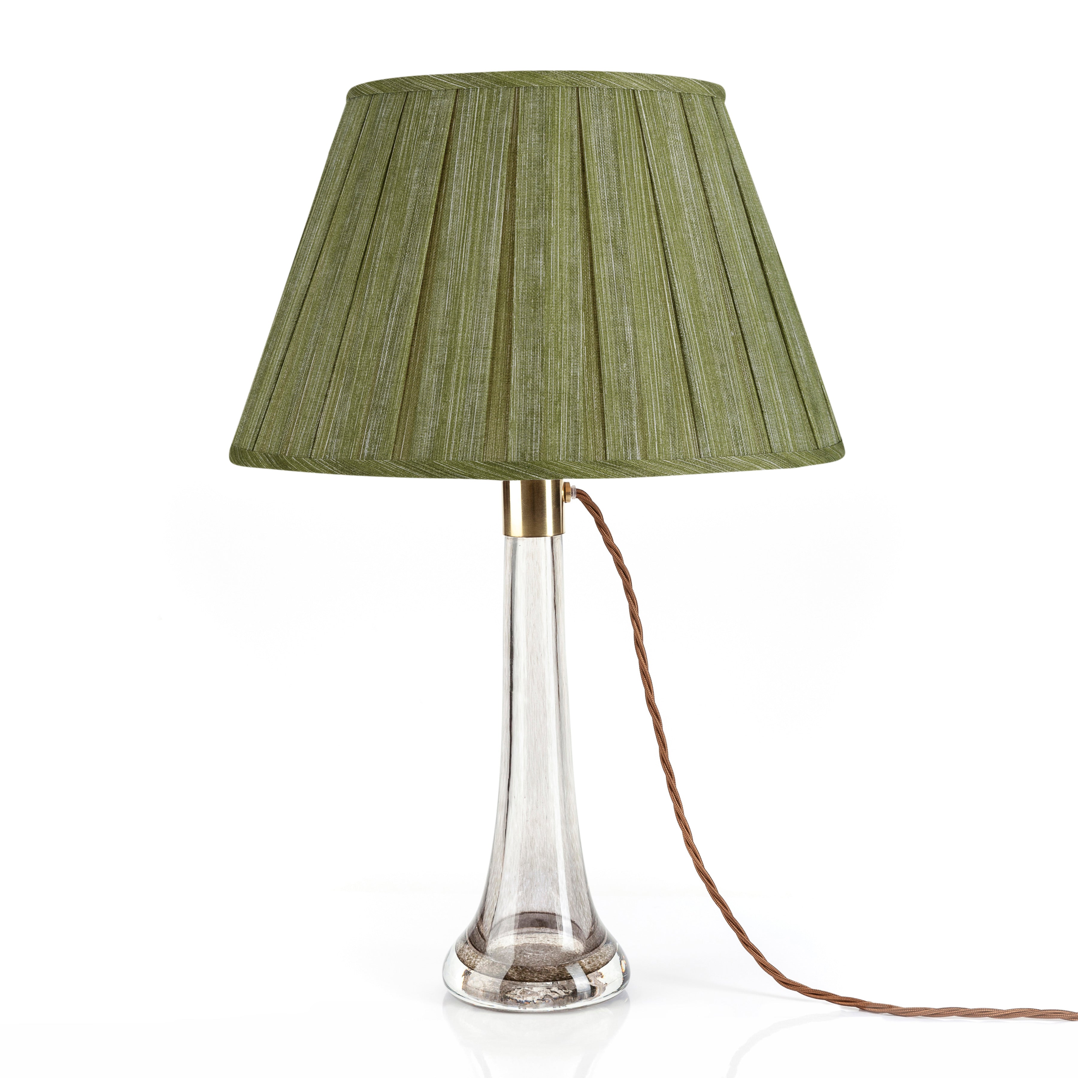 Fermoie Lampshade - Plain Linen in Kintyre Green - Box Pleat - Newport Lamp & Shade Company