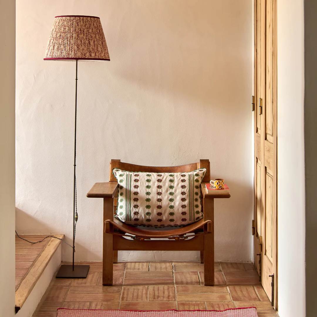 Raspberry/Red Juniper Pleated Lampshade with Burgundy Trim by Penny Morrison