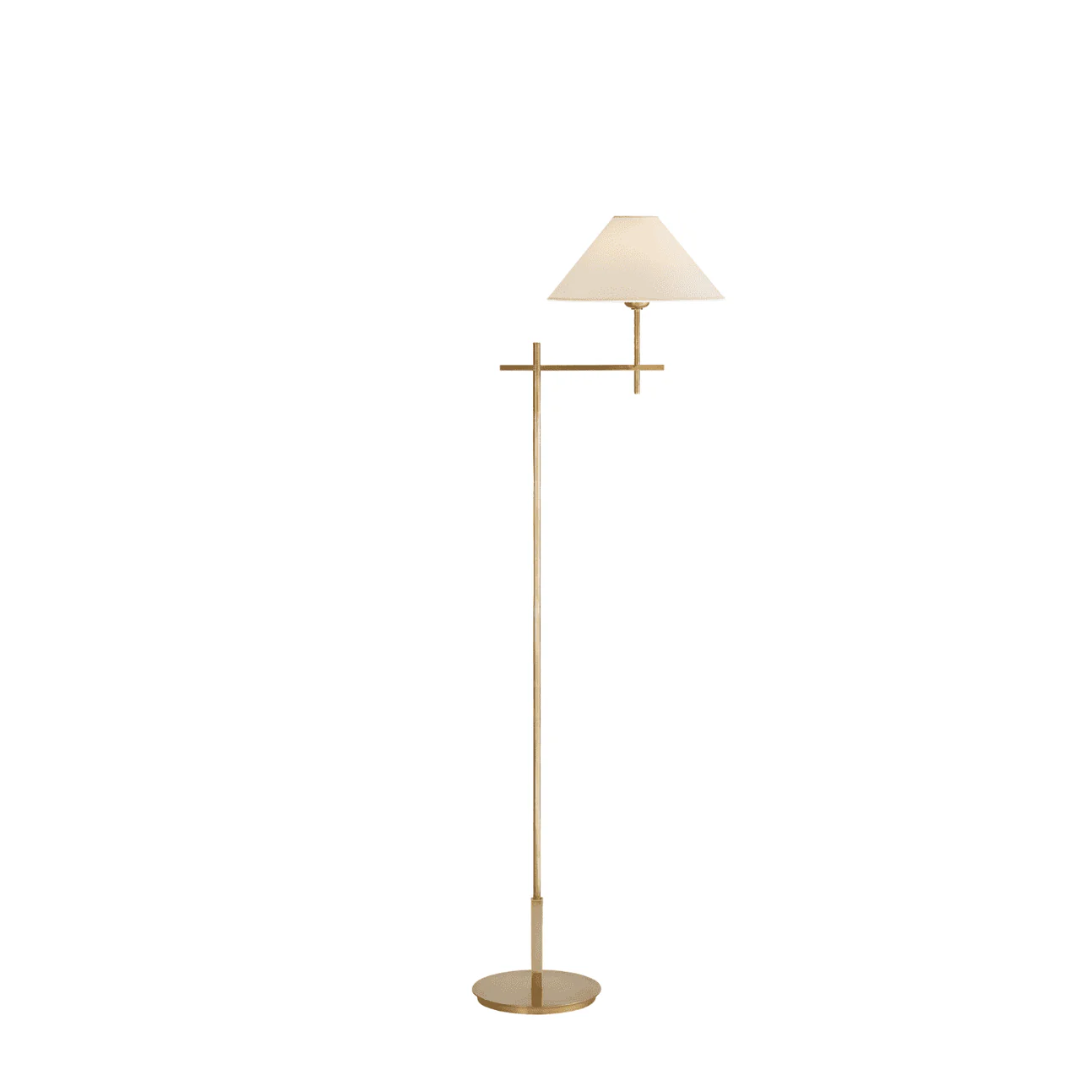 Hackney Bridge Arm Floor Lamp with Flared Linen Lampshade