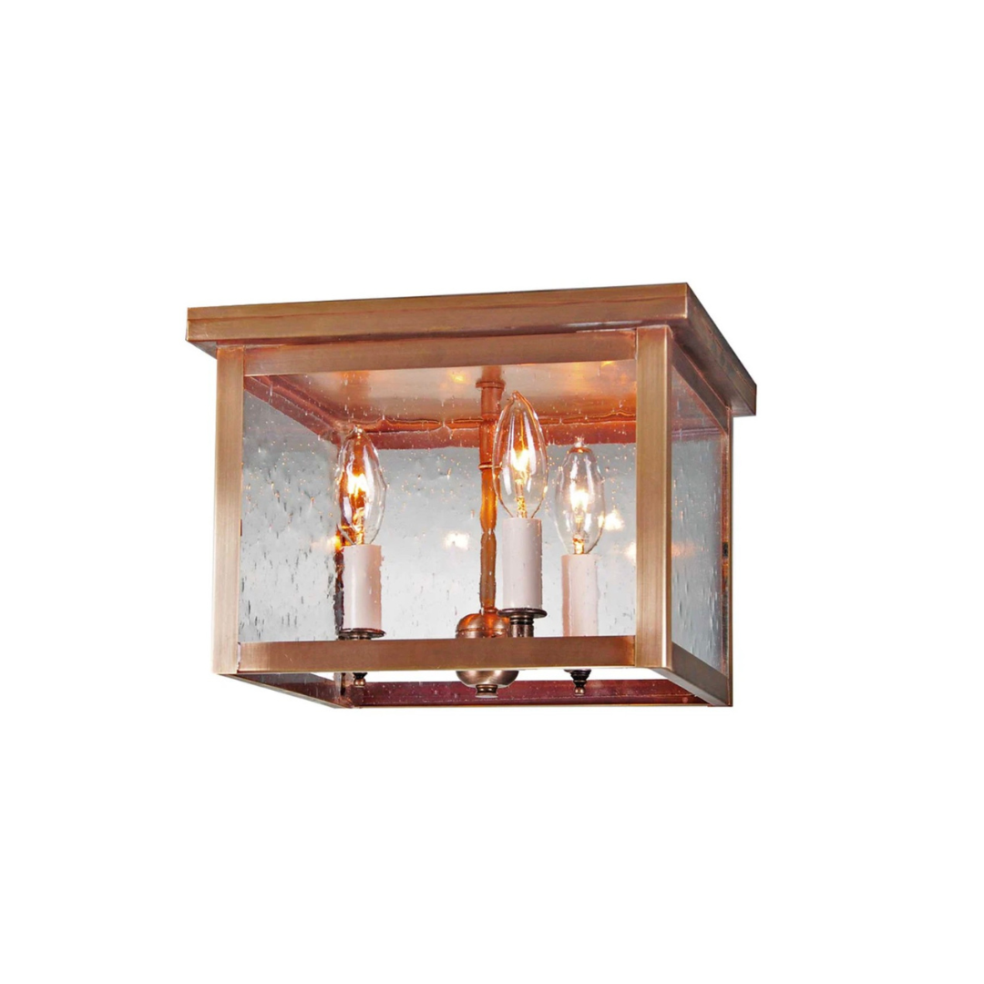 11" Flush Ceiling Light 4904 in Antique Brass Finish and Clear Glass by Northeast Lantern