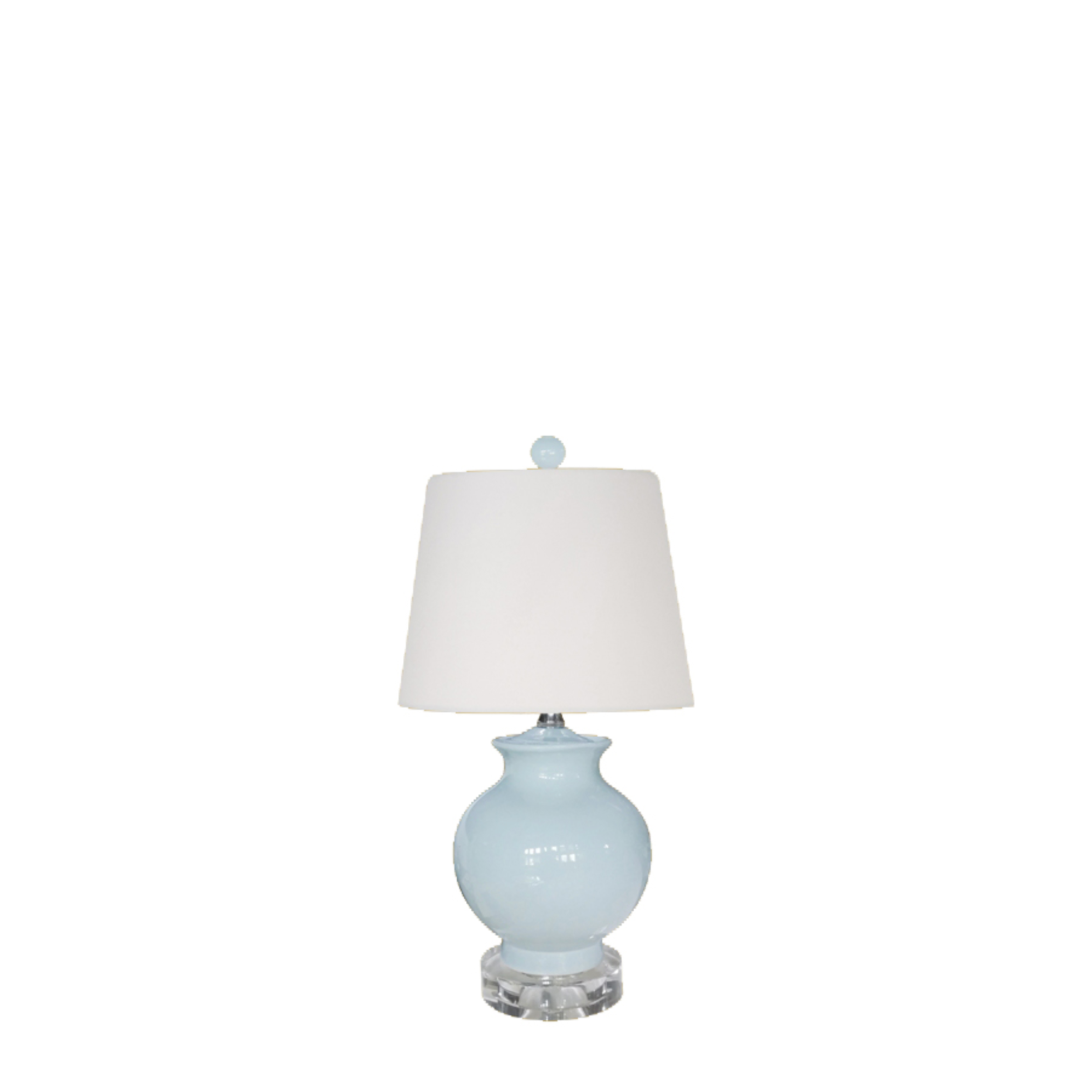 Mini Table Lamp in Light Blue with Crystal Base | Newport Lamp And Shade | Located in Newport, RI