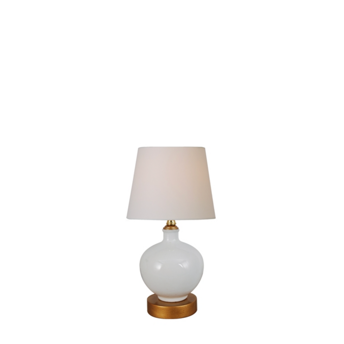 Mini Table Lamp in White with Gold Base | Newport Lamp And Shade | Located in Newport, RI