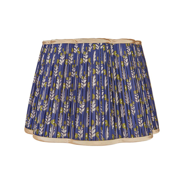 POCKET SHADE M ND ver. RETRO STRIPE 新品 Blue on Cinnamon Marigold Pleated Silk Scalloped Lampshade with Green