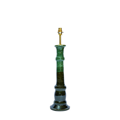 Graduated Green Candlestick Ceramic Table Lamp by Penny Morrison | Newport Lamp And Shade | Located in Newport, RI