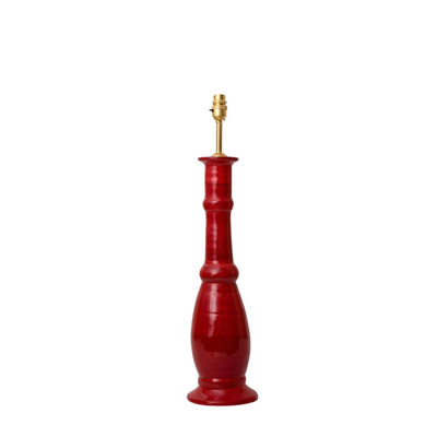 Red Candlestick Ceramic Table Lamp by Penny Morrison | Newport Lamp And Shade | Located in Newport, RI